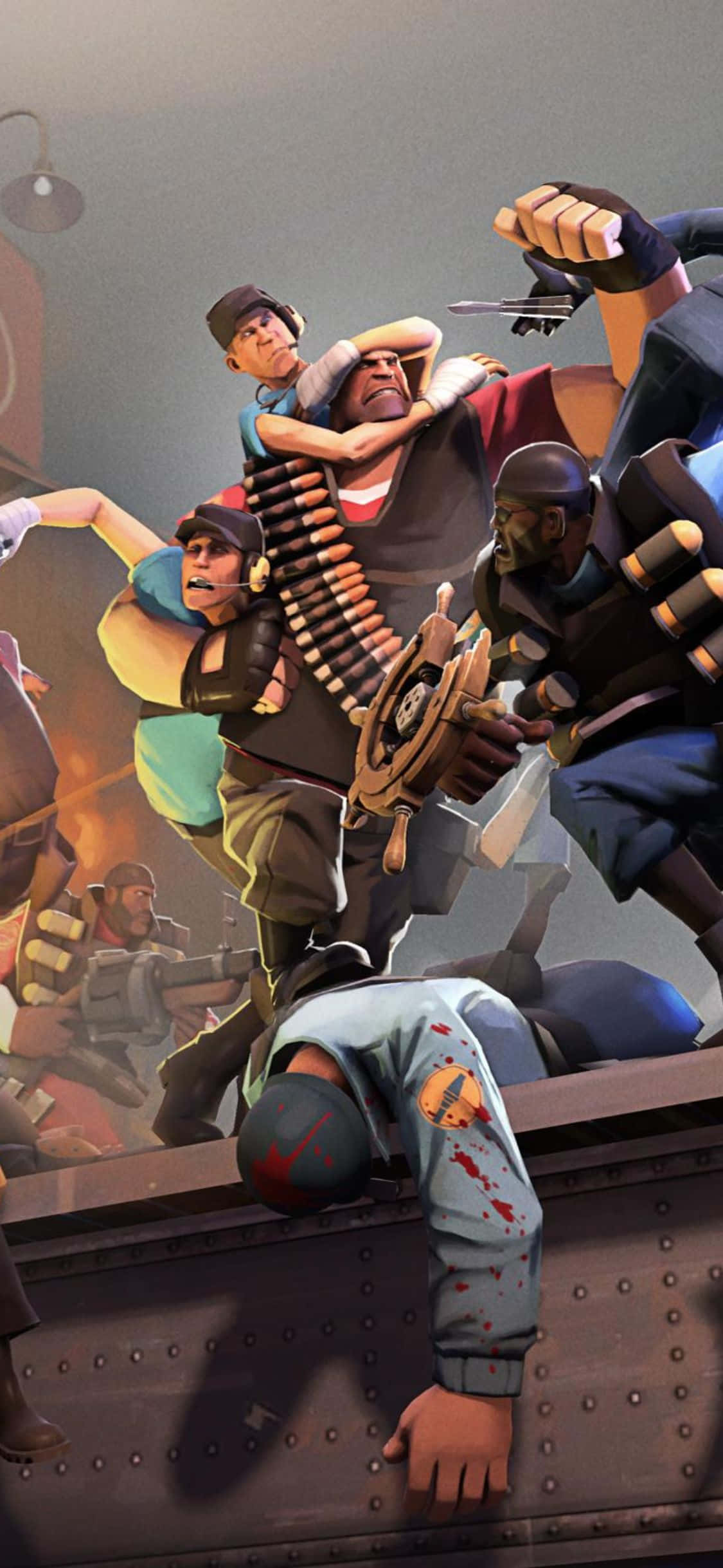 iPhone XS Team Fortress 2 कैरेक्टर्स दंगा पृष्ठभूमि वॉलपेपर