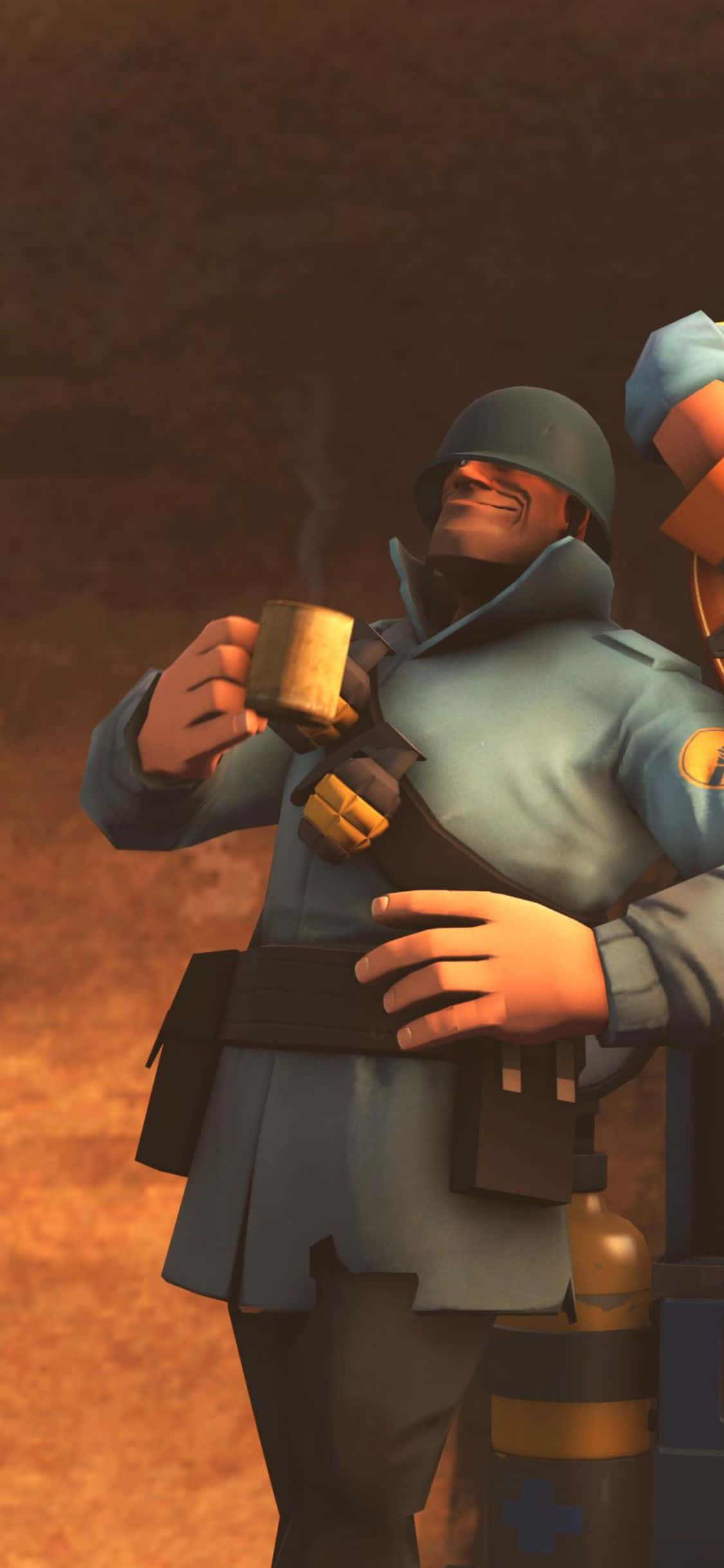iPhone XS Team Fortress 2 नीला सोल्जर पृष्ठभूमि वॉलपेपर