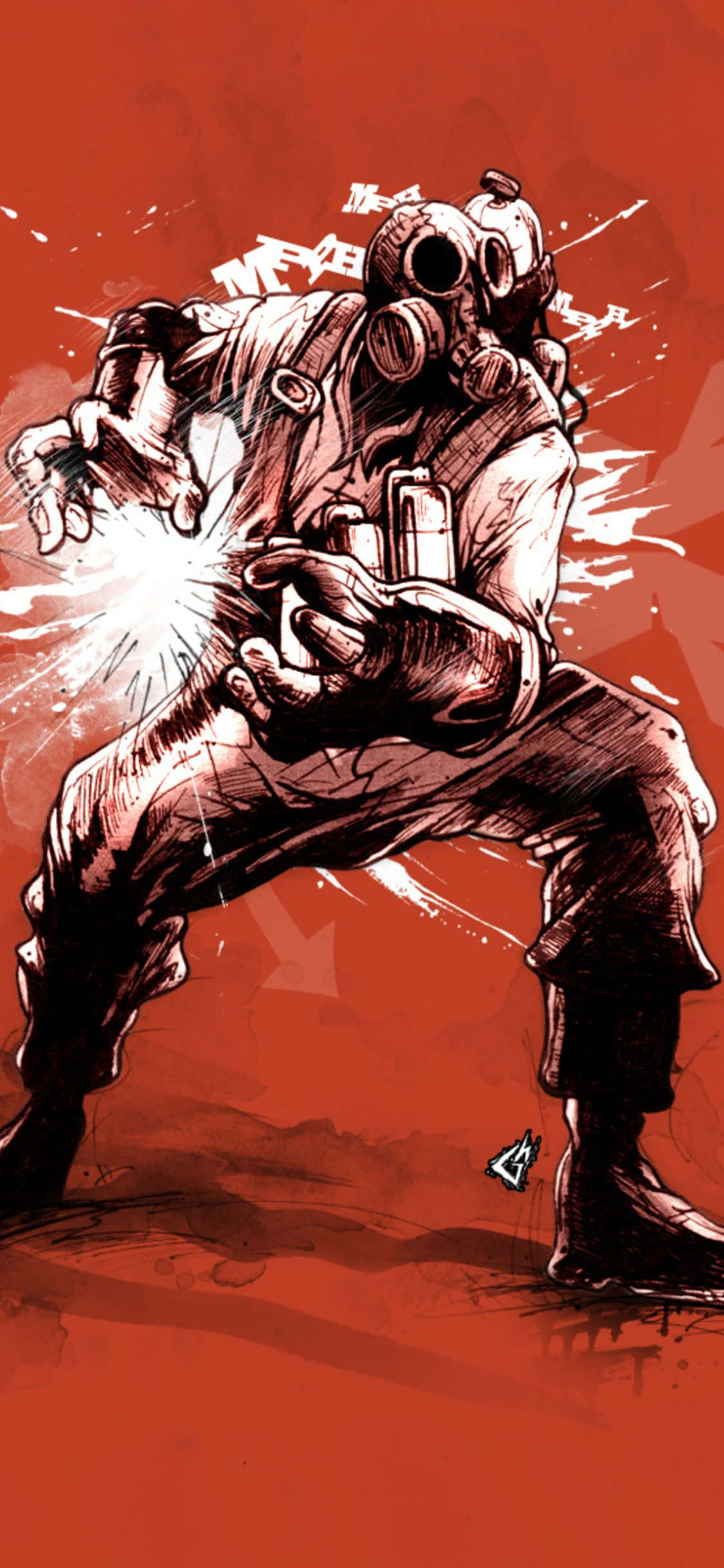 iPhone XS Team Fortress 2 मोनोक्रोम पायरो पृष्ठभूमि कलाकृति वॉलपेपर