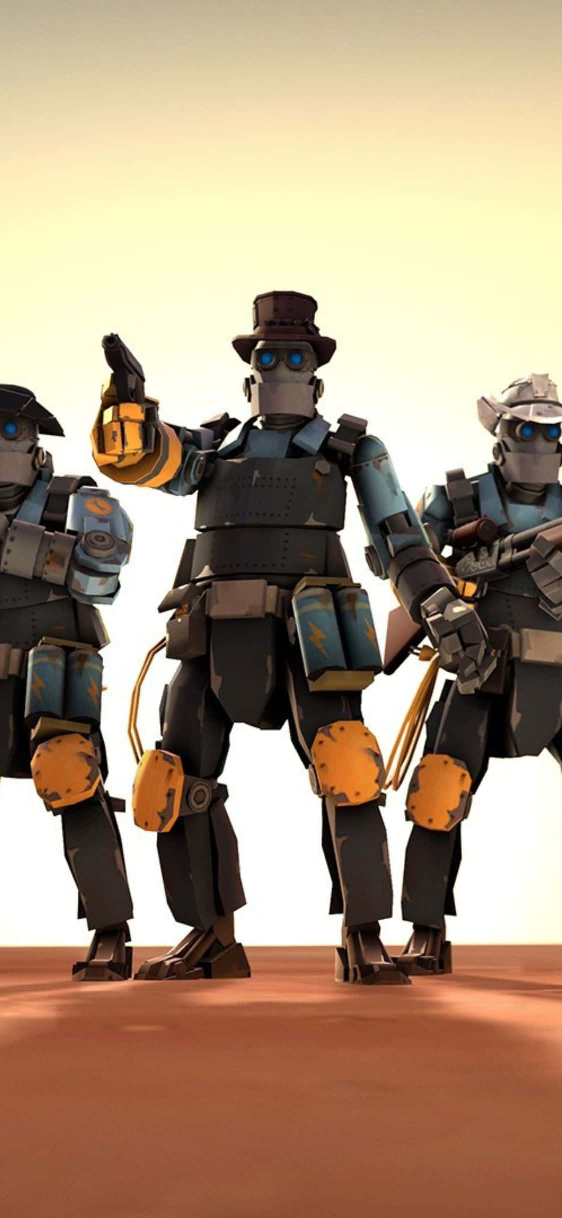 iPhone XS Team Fortress 2 काउबॉय रोबोट पृष्ठभूमि वॉलपेपर