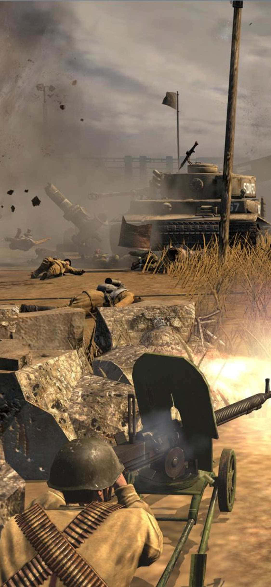 iPhone XS पर Company of Heroes 2 का महाकाव्य युद्ध दृश्य वॉलपेपर