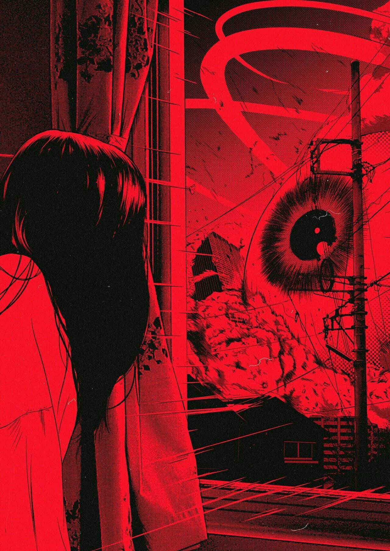 Junji Ito लाल एनीमे सौंदर्य वॉलपेपर
