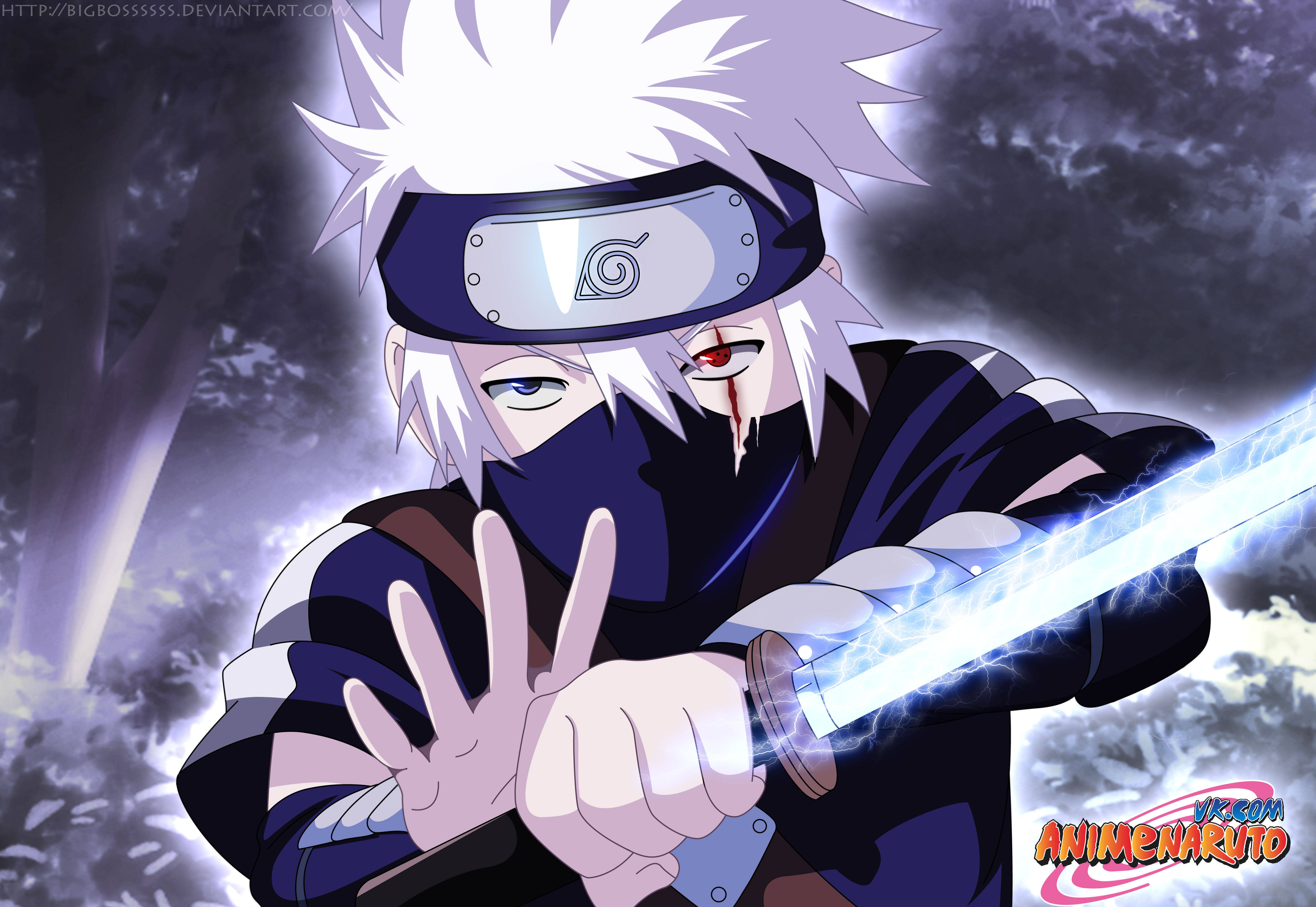 Kakashi 4K व्हाइट लाइट चक्रा सेबर वॉलपेपर