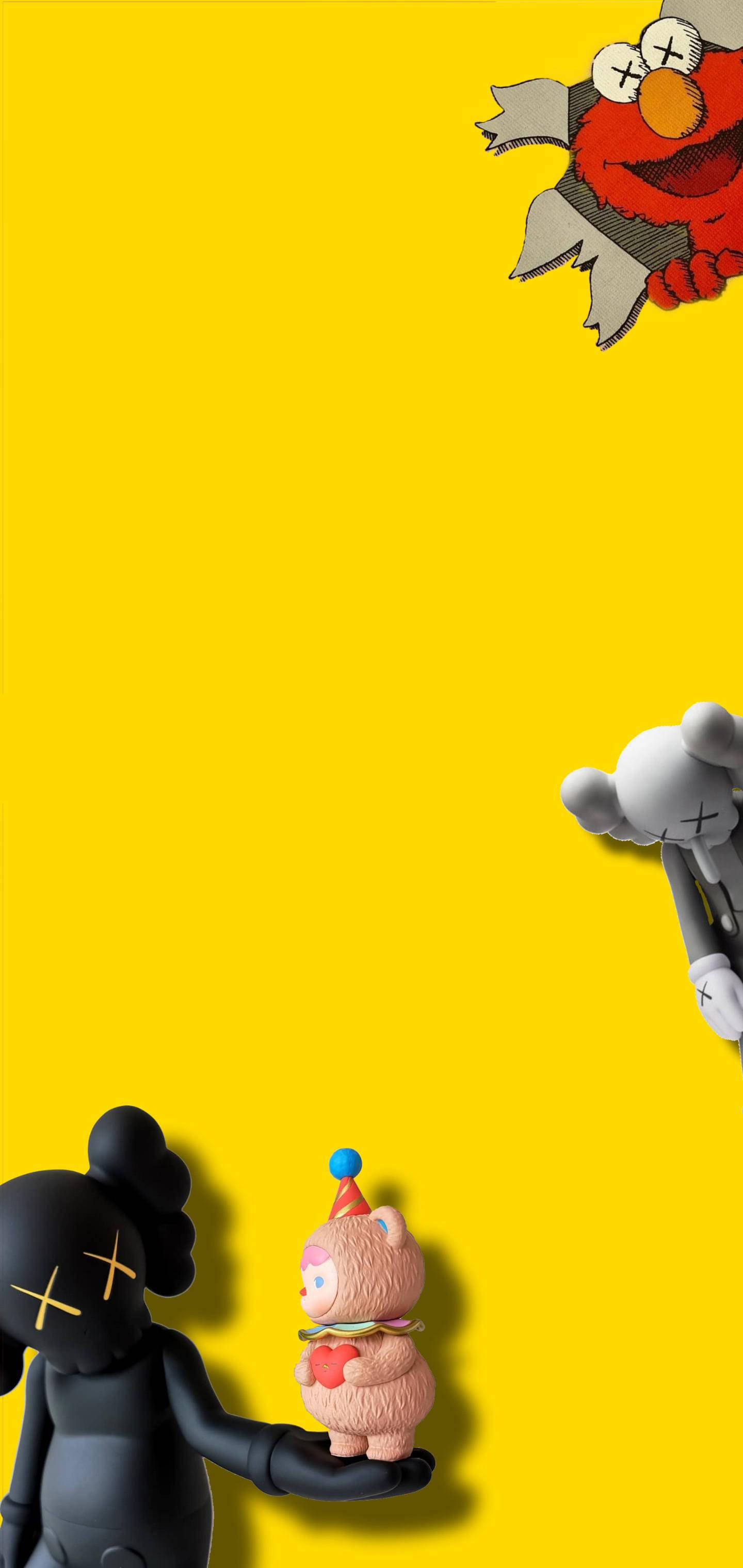 KAWS और एल्मो बॉर्डर वॉलपेपर