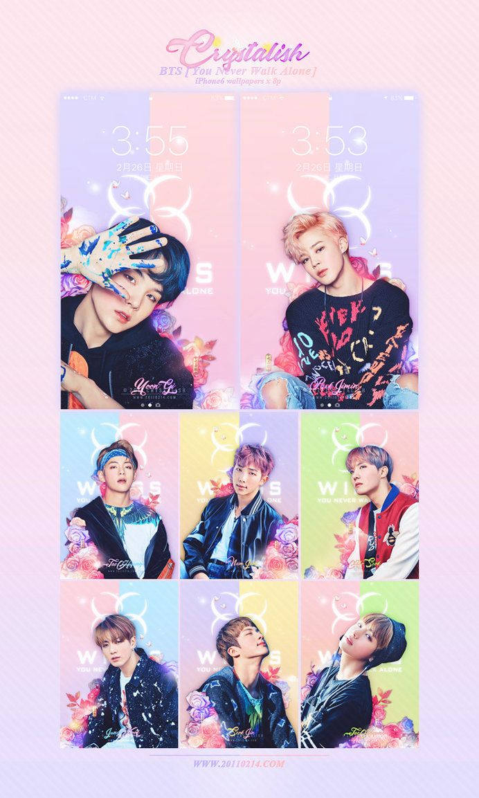 BTS सदस्य गुलाबी और स्त्री पृष्ठभूमि में। — बीटीएस वॉलपेपर