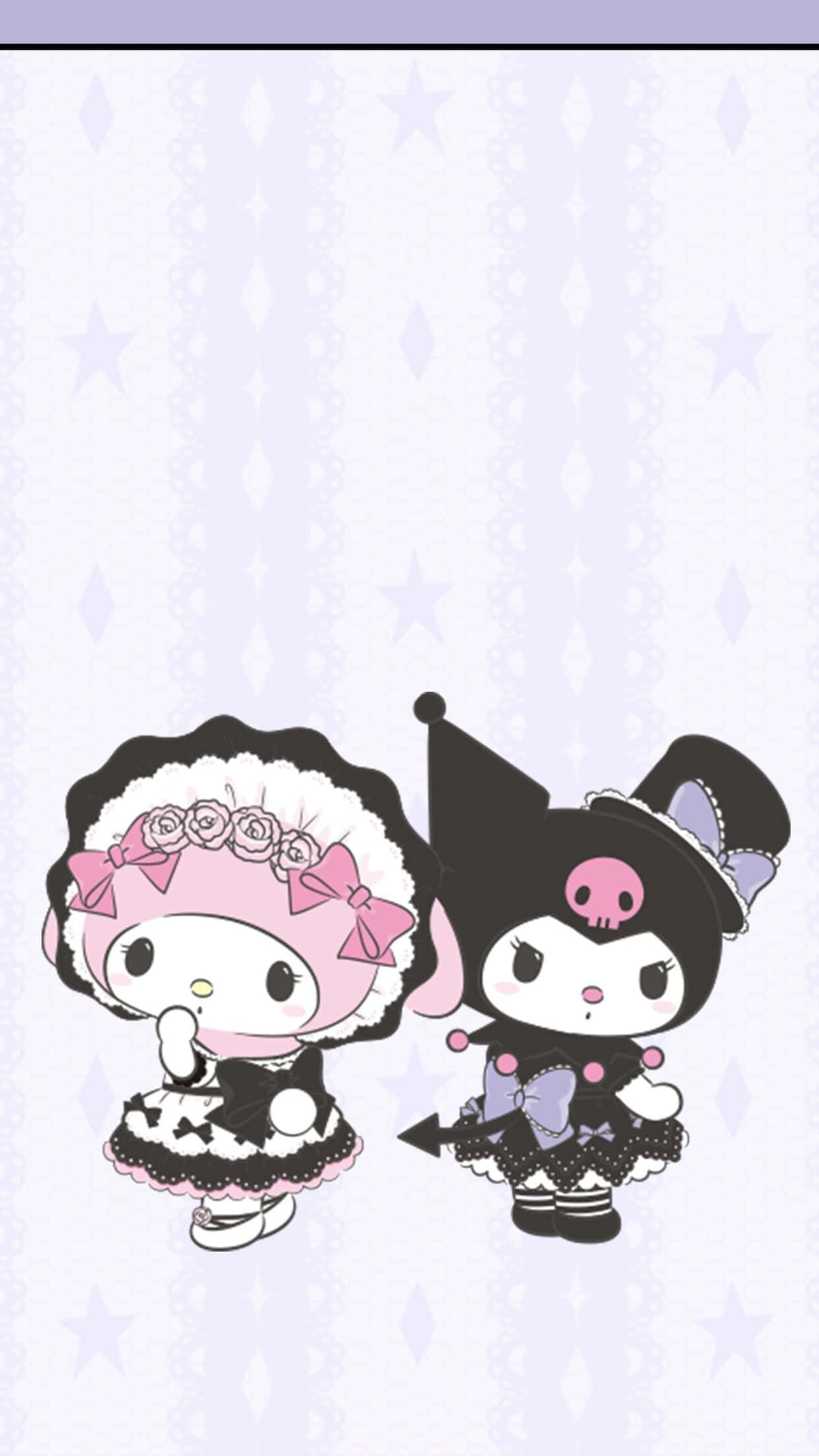Kuromi iPhone My Melody मेड आउटफिट वॉलपेपर