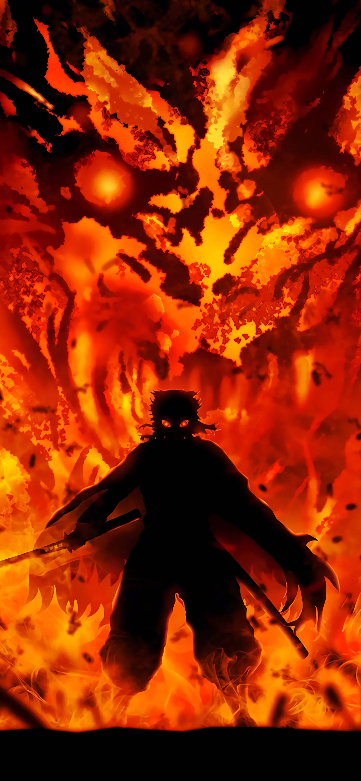 Kyojuro Rengoku आग Demon Slayer iPhone वॉलपेपर
