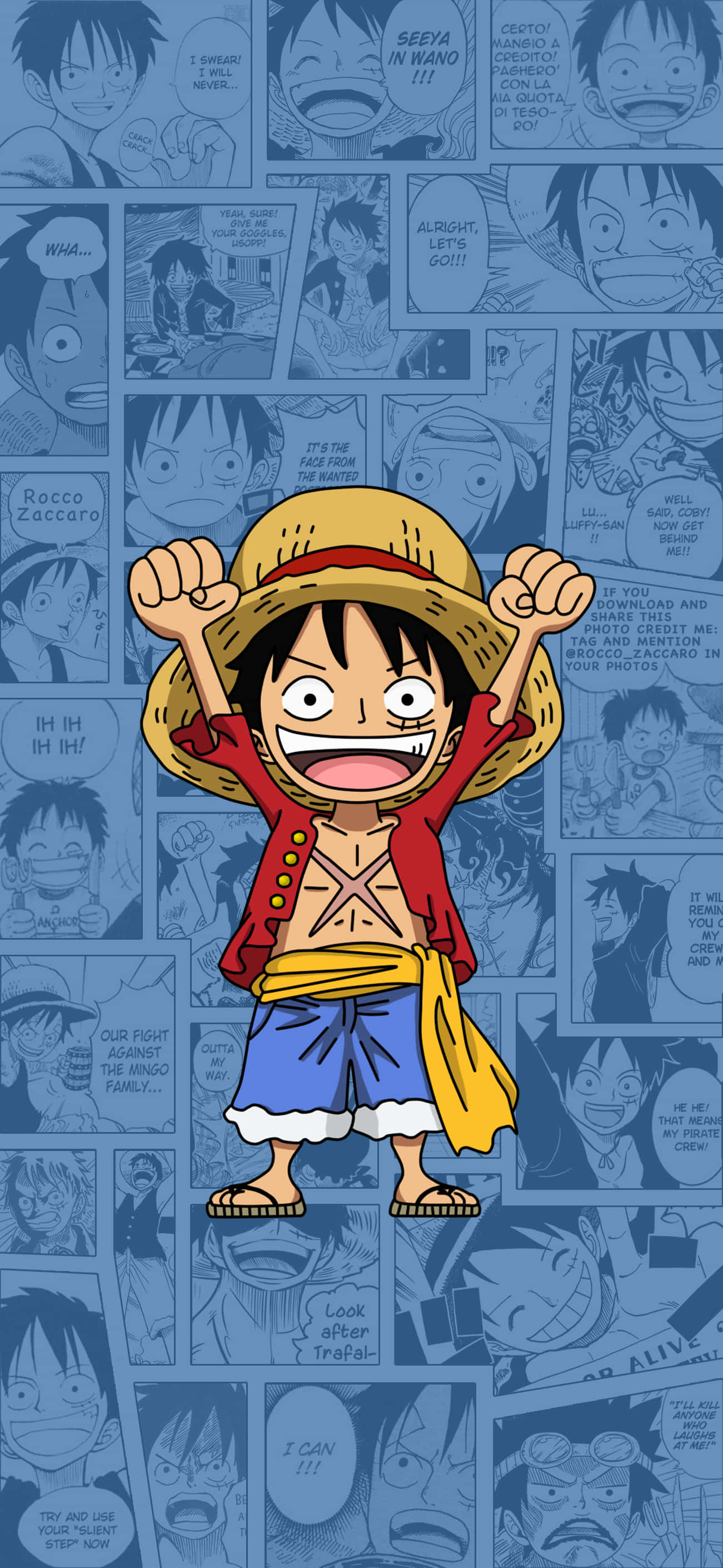 कैप्शन: Luffy Phone Wallpaper में Luffy का शक्तिशाली रुख वॉलपेपर