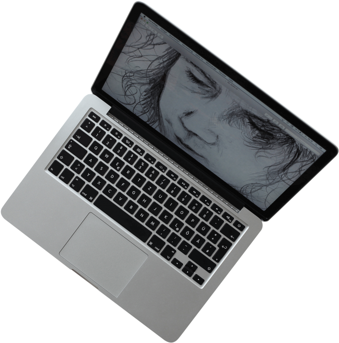 Mac Book Pro स्क्रीन पर स्केच वॉलपेपर