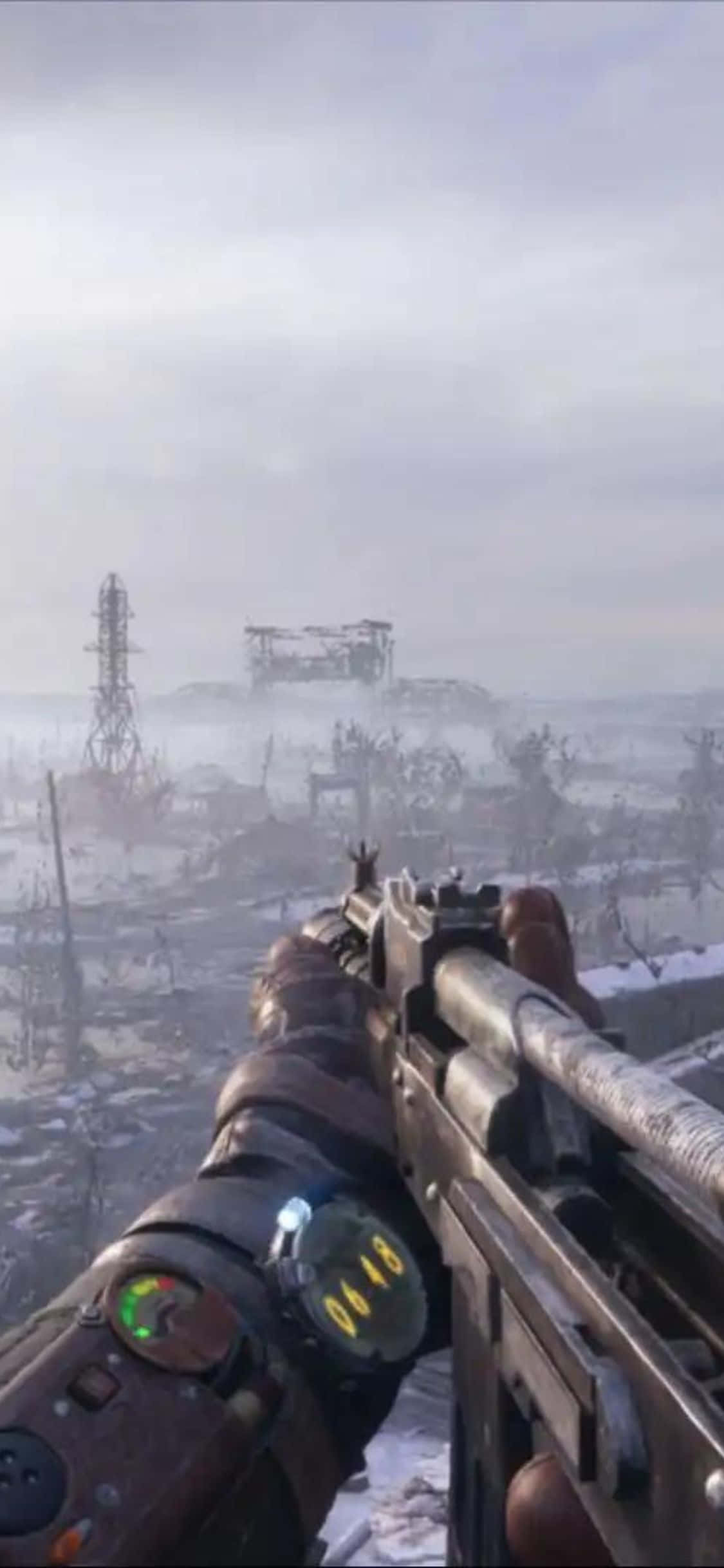 Metro Exodus के साथ अपने iPhone X पर एक पोस्ट-एपोकैलिप्टिक दुनिया का अन्वेषण करें। वॉलपेपर