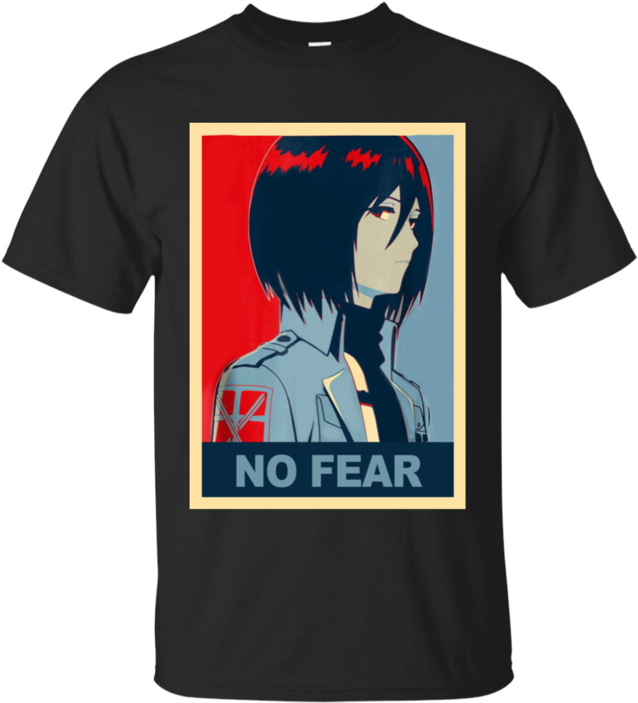 Mikasa Ackerman नो फियर टीशर्ट डिज़ाइन वॉलपेपर