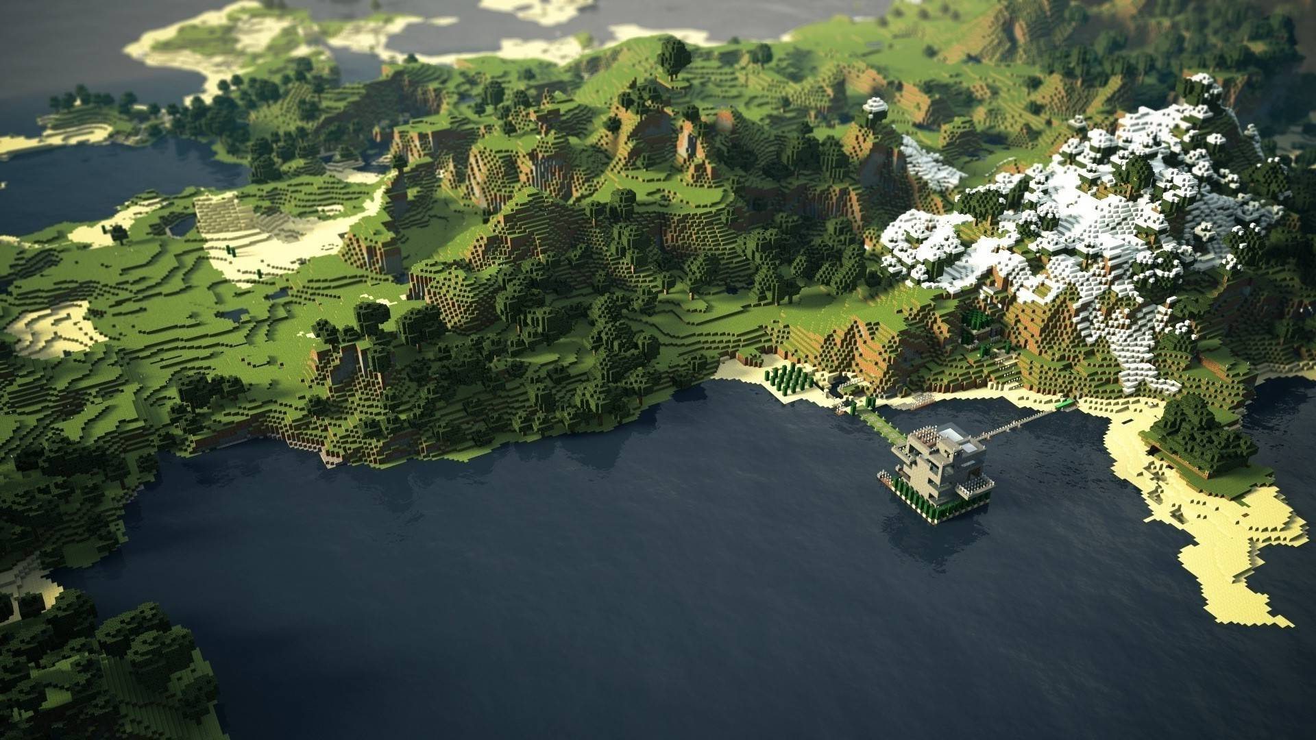 Minecraft वन बायोम का दृश्य वॉलपेपर