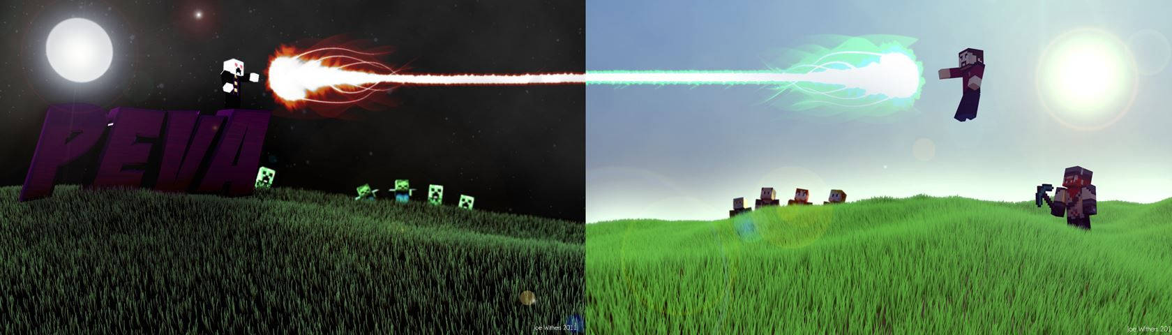 Minecraft की दुनिया पर संलग्न आग के गोले वॉलपेपर
