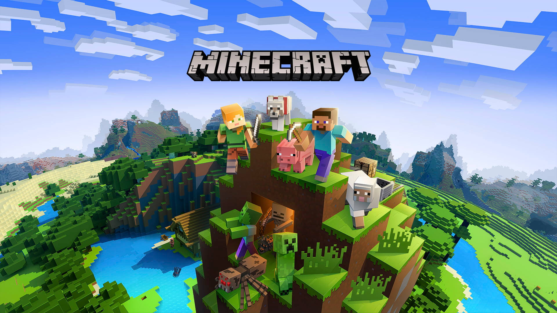 Minecraft परिदृश्य और शीर्षक वॉलपेपर