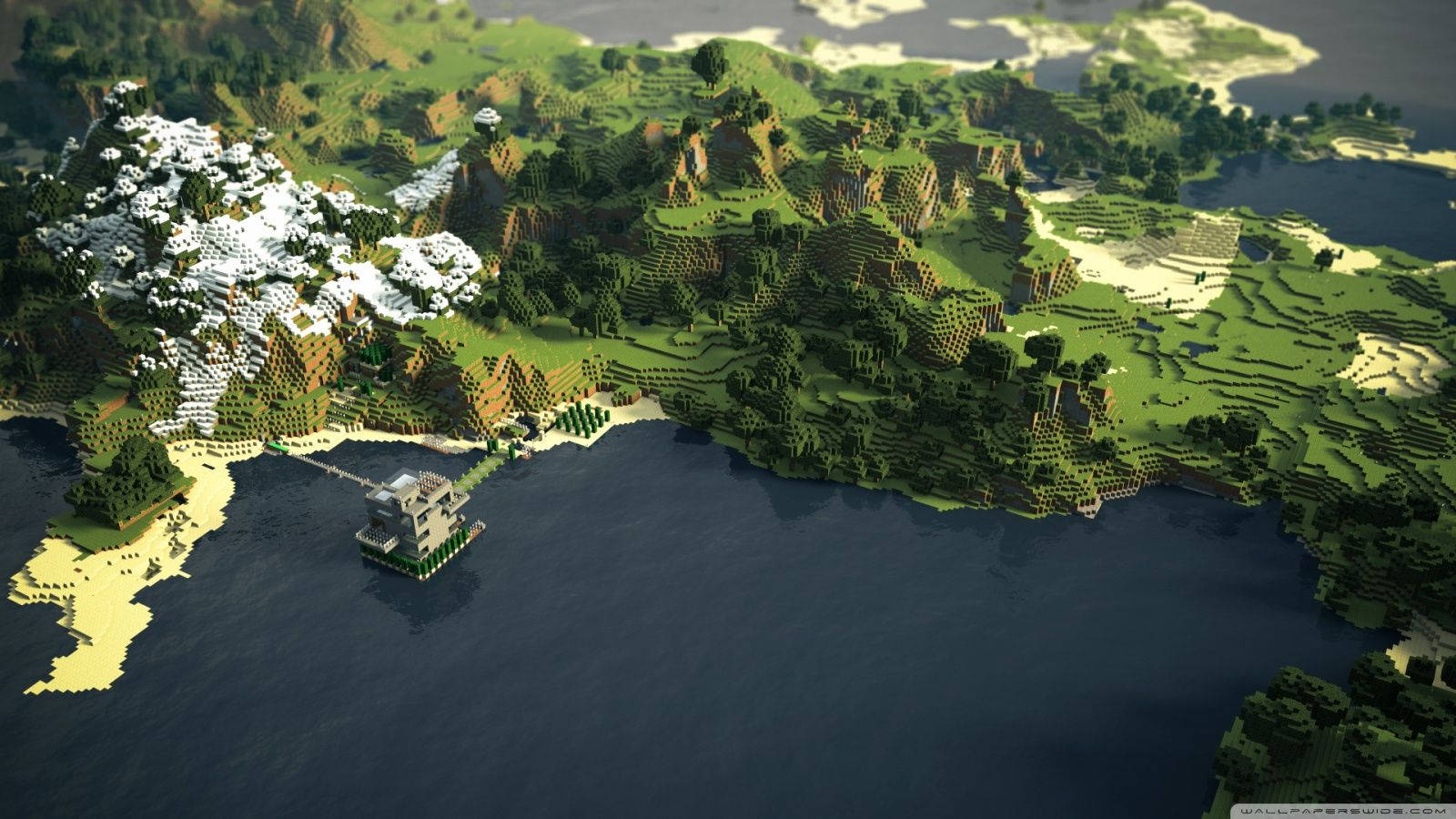 Minecraft महासागर वन परिदृश्य वॉलपेपर