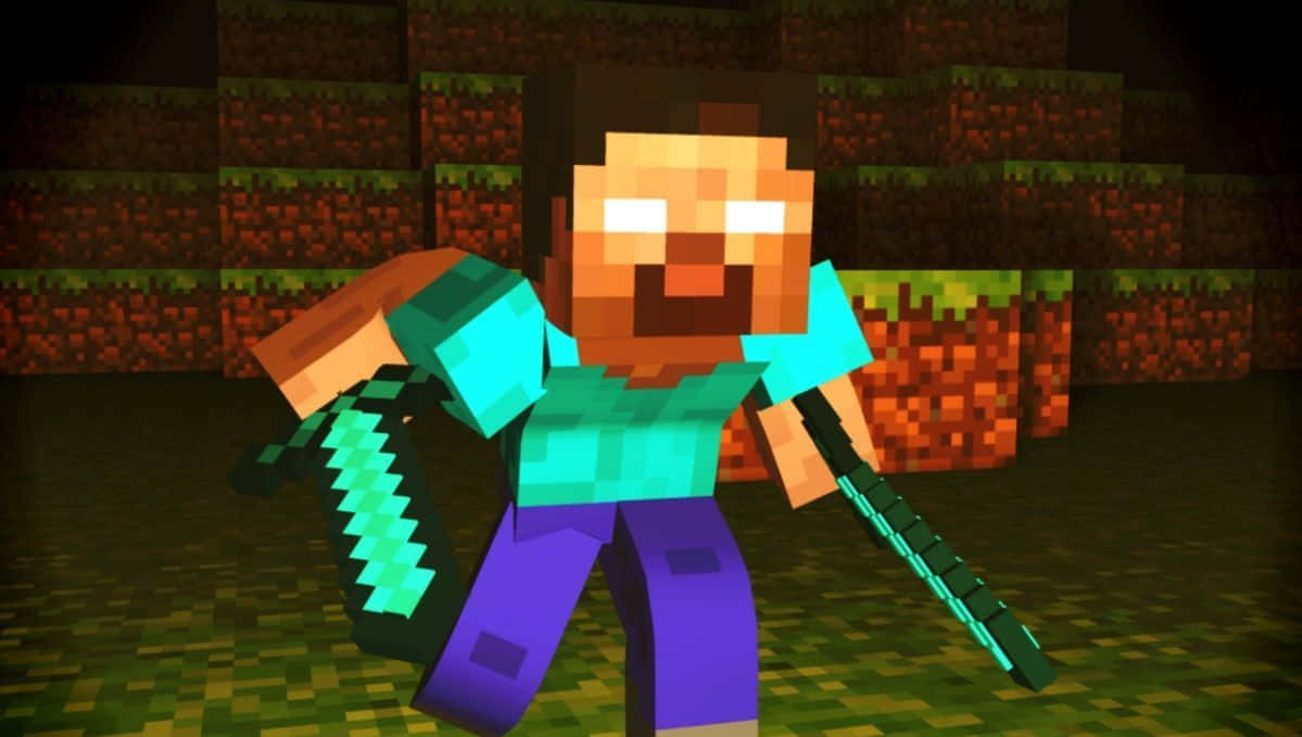 Minecraft कैरेक्टर हेरोब्राइन एनिमेटेड बैकग्राउंड वॉलपेपर