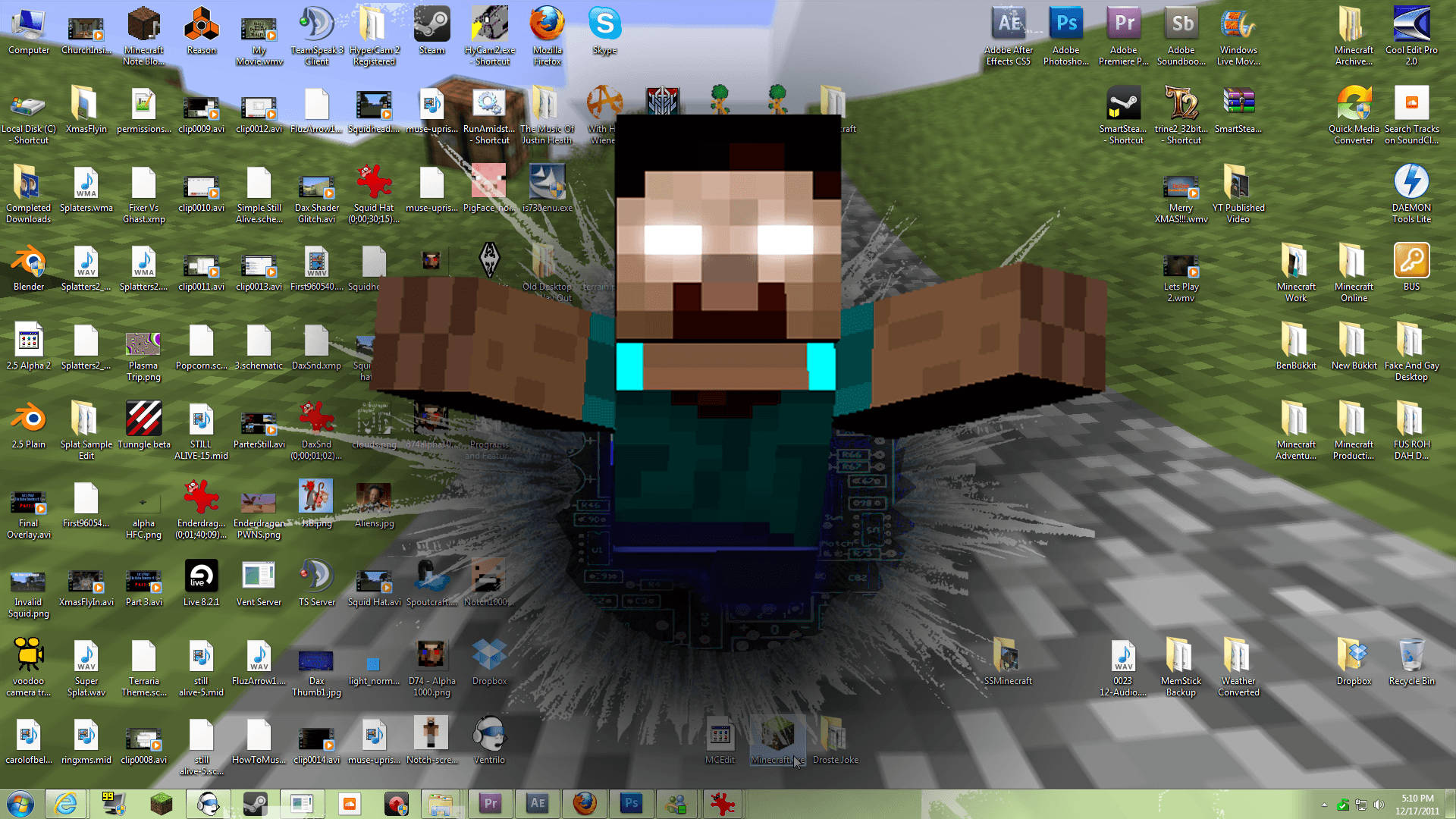 Minecraft Herobrine कंप्यूटर स्क्रीन से बाहर निकलता हुआ वॉलपेपर