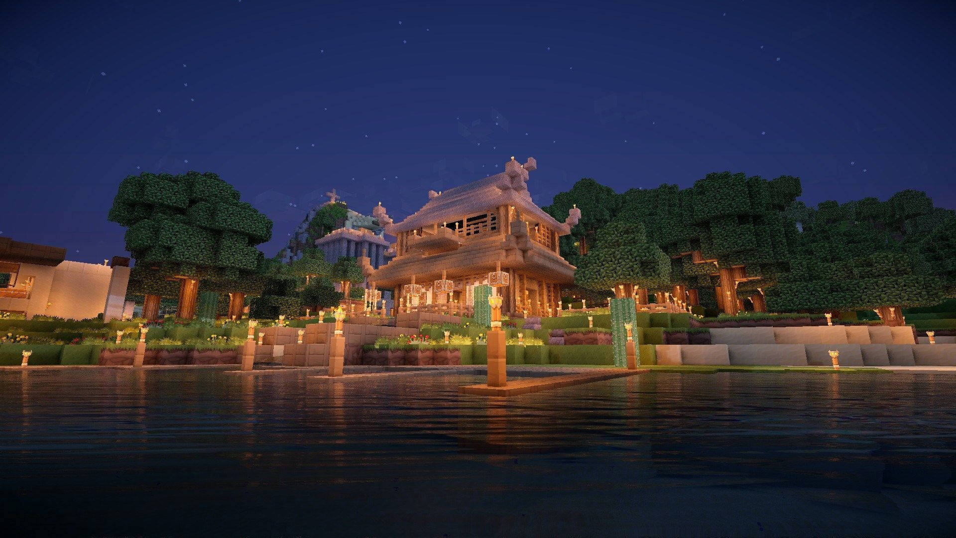 Minecraft PC पारंपरिक जापानी घर वॉलपेपर