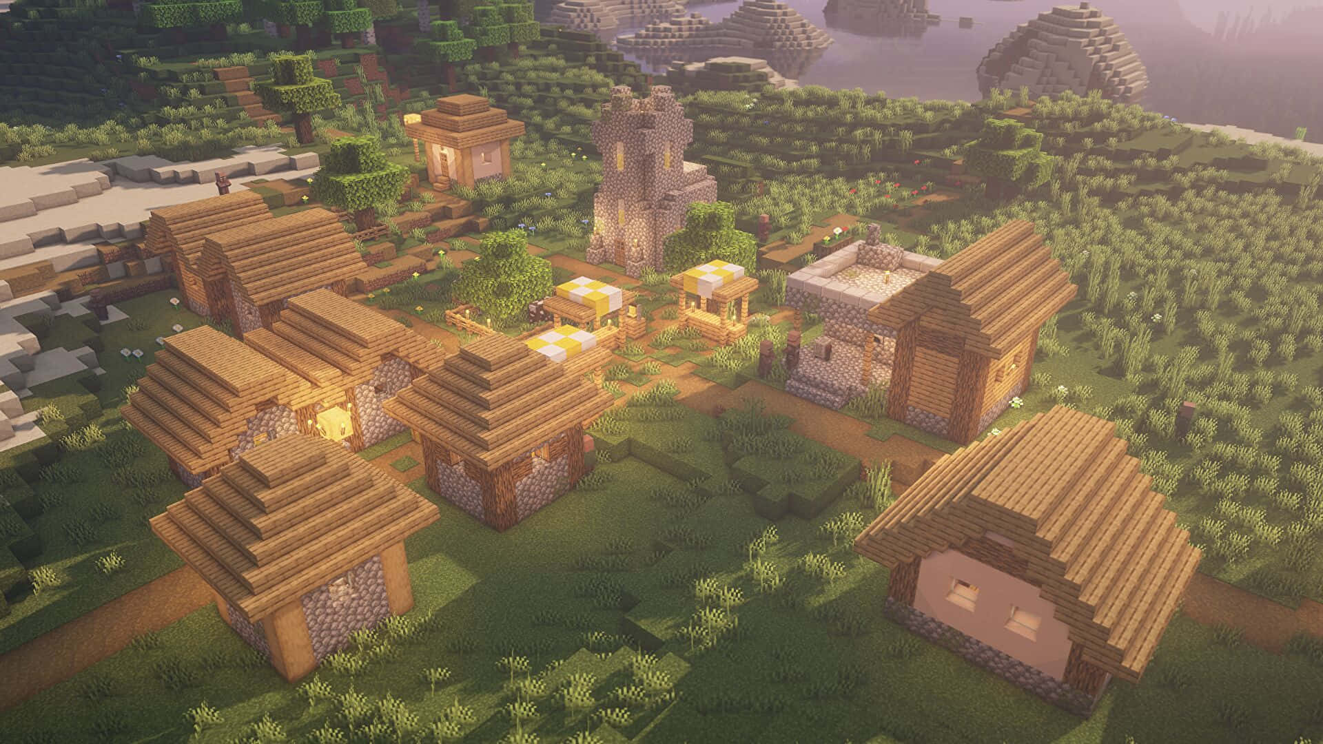 Minecraft गाँव के घरों की तस्वीर वॉलपेपर