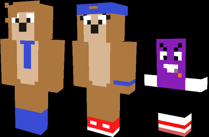 Minecraft शैली के पशु पात्र वॉलपेपर