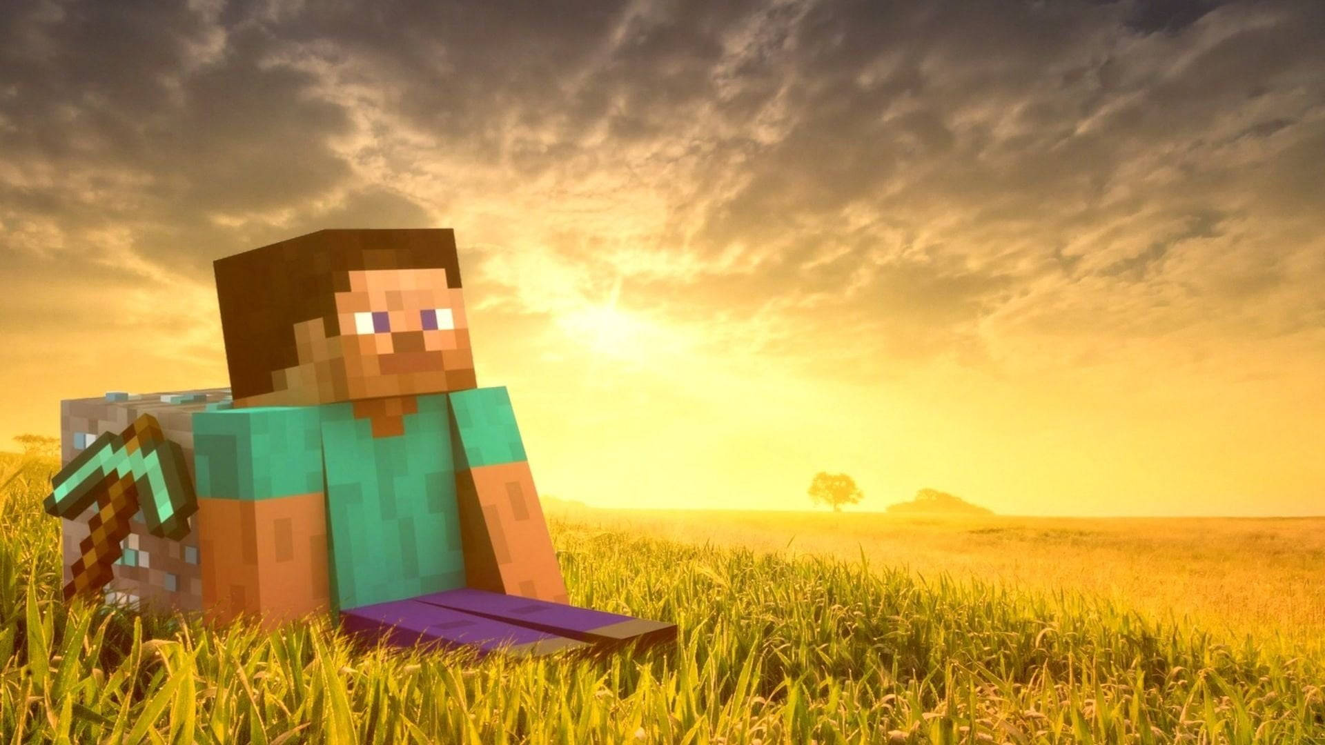 Minecraft Steve 1080p गेमिंग वॉलपेपर