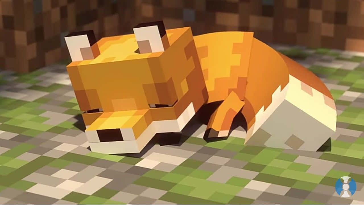 प्यारा Minecraft सोता हुआ लोमड़ी वॉलपेपर
