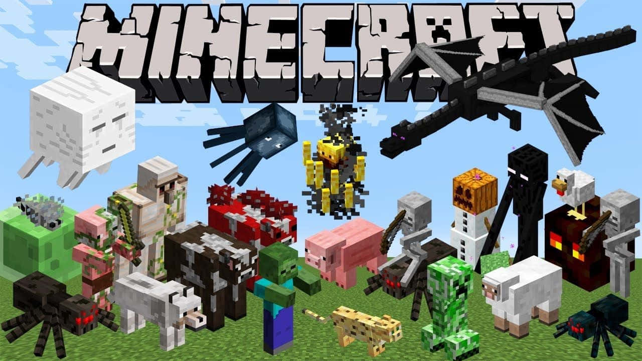 Minecraft के मॉब्स का पोस्टर वॉलपेपर