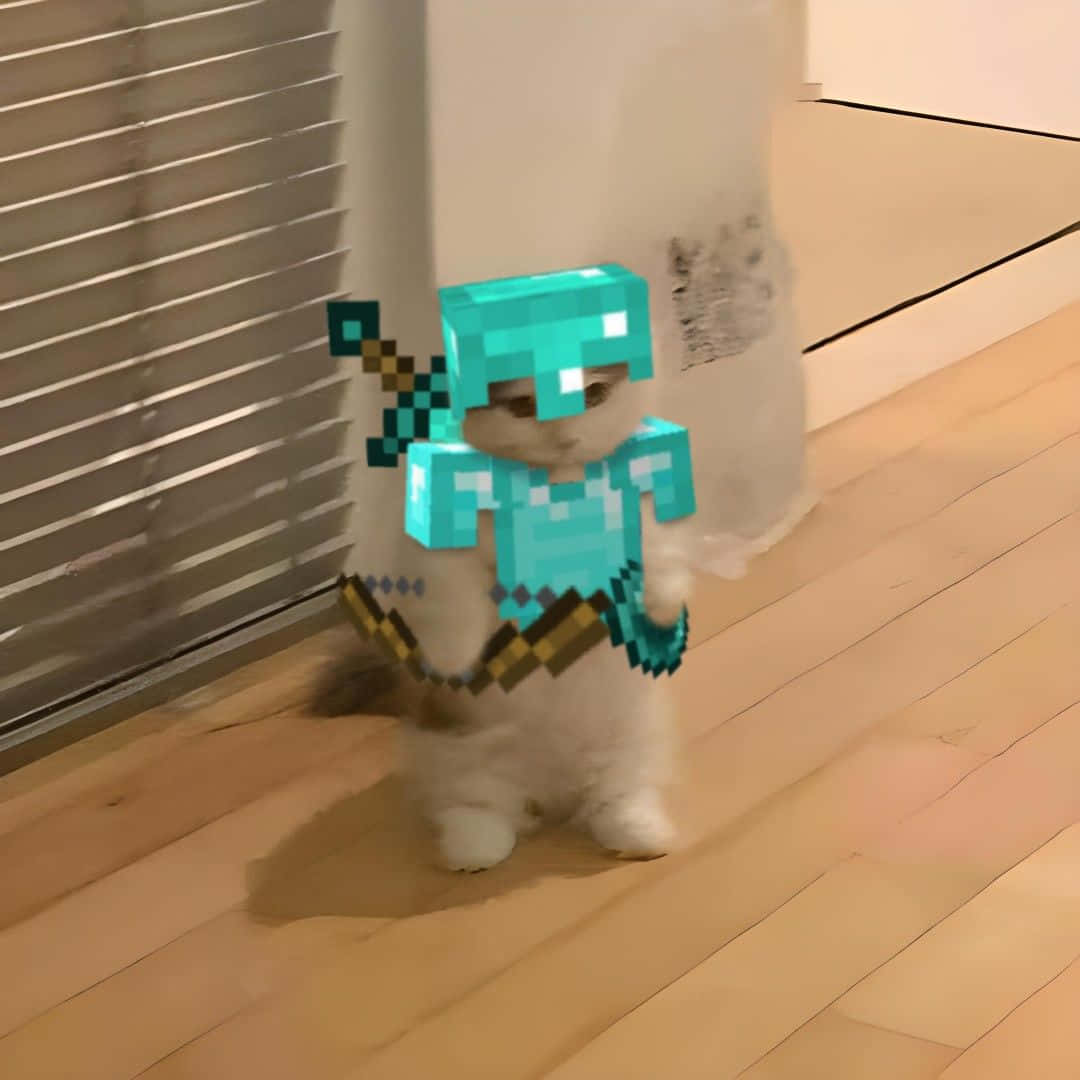 हीरे के कवच में बिल्ली का Minecraft प्रोफ़ाइल चित्र वॉलपेपर