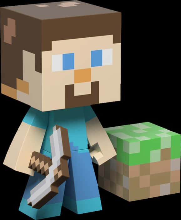 Minecraft_ स्टीव_पिकैक्स_और_ब्लॉक_के_साथ वॉलपेपर