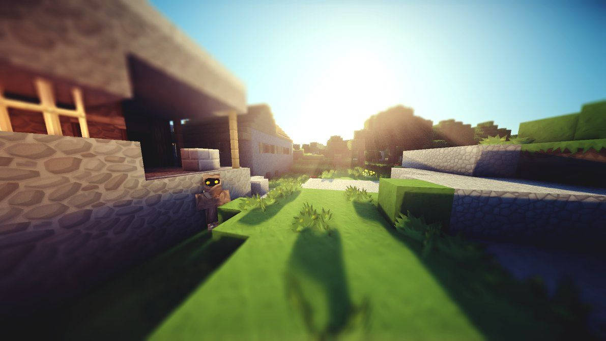 HD Minecraft धूप वाला दिन हरा बाहरी दृश्य वॉलपेपर — माइनक्राफ्ट वॉलपेपर