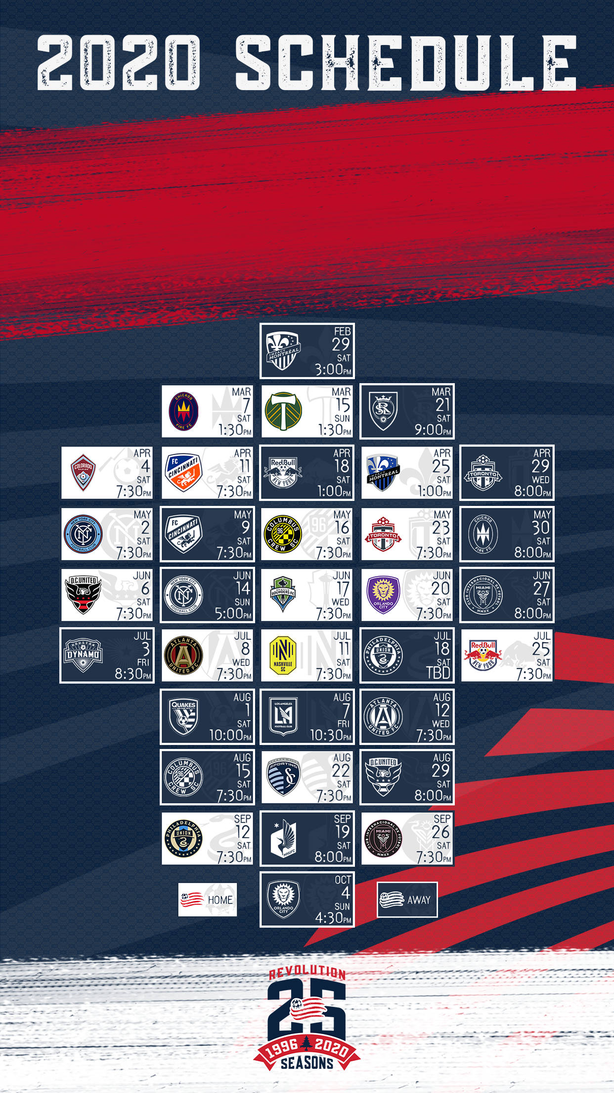 न्यू इंग्लैंड रेवोल्यूशन MLS शेड्यूल 2020 वॉलपेपर