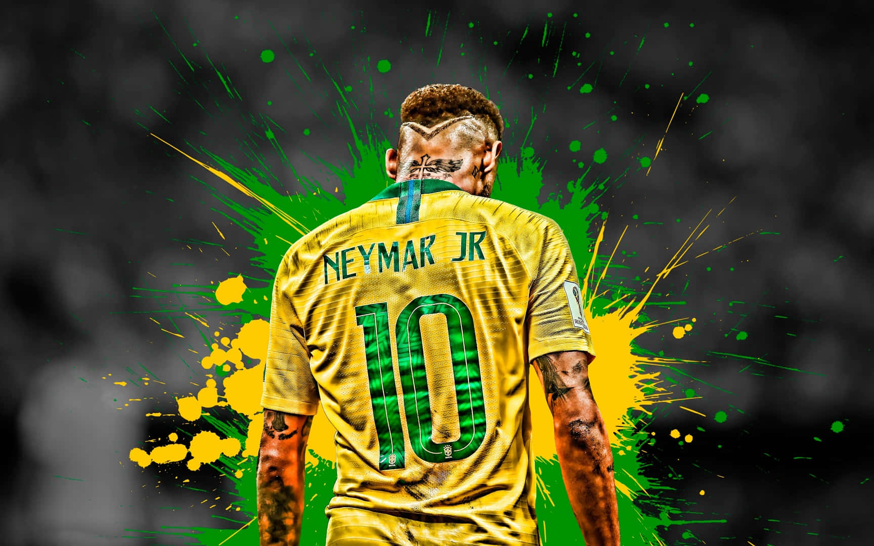 Neymar अल्ट्रा HD पीला हरा स्प्लैटर वॉलपेपर