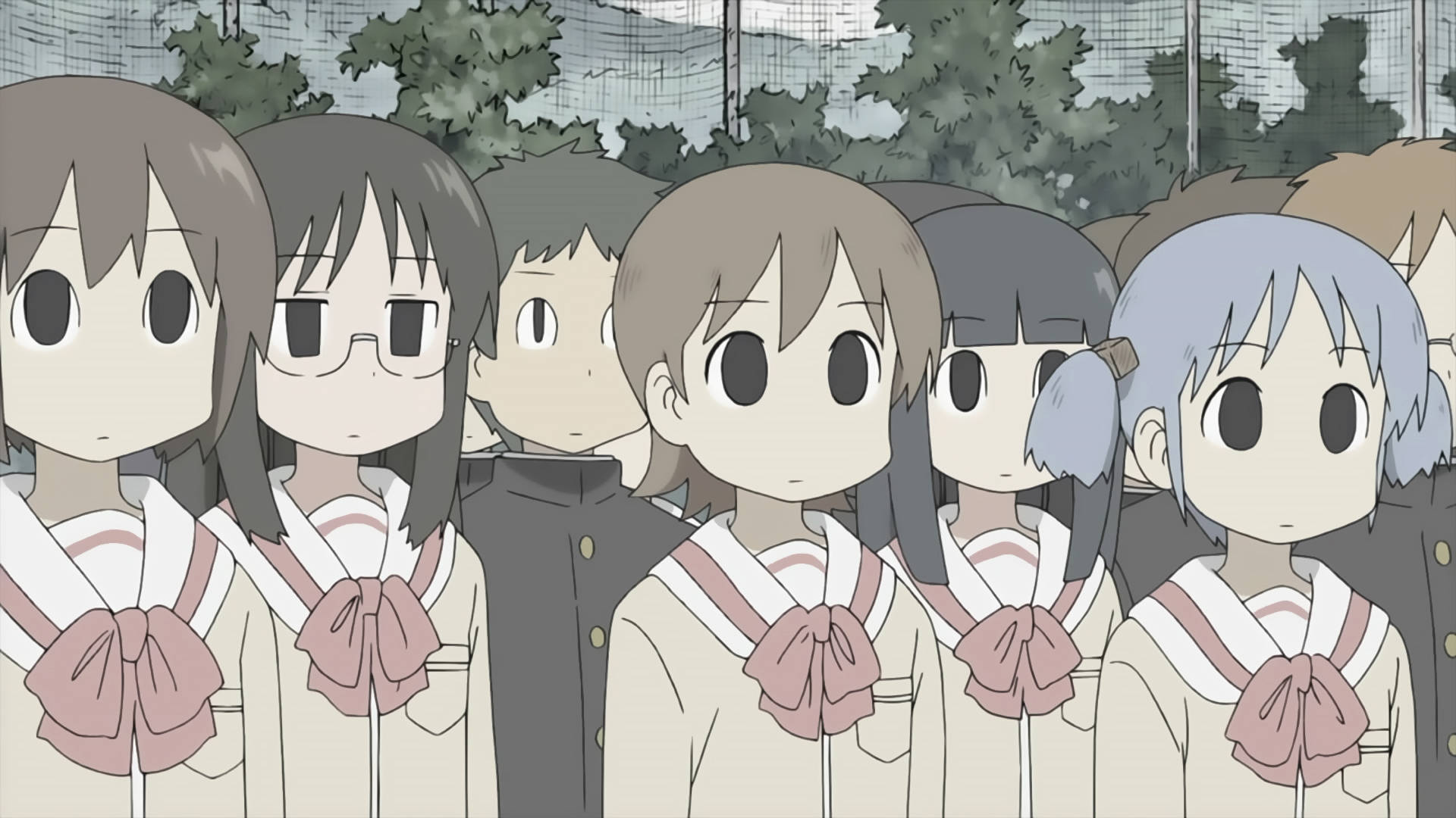 Nichijou के छात्र फीके रंगों में वॉलपेपर