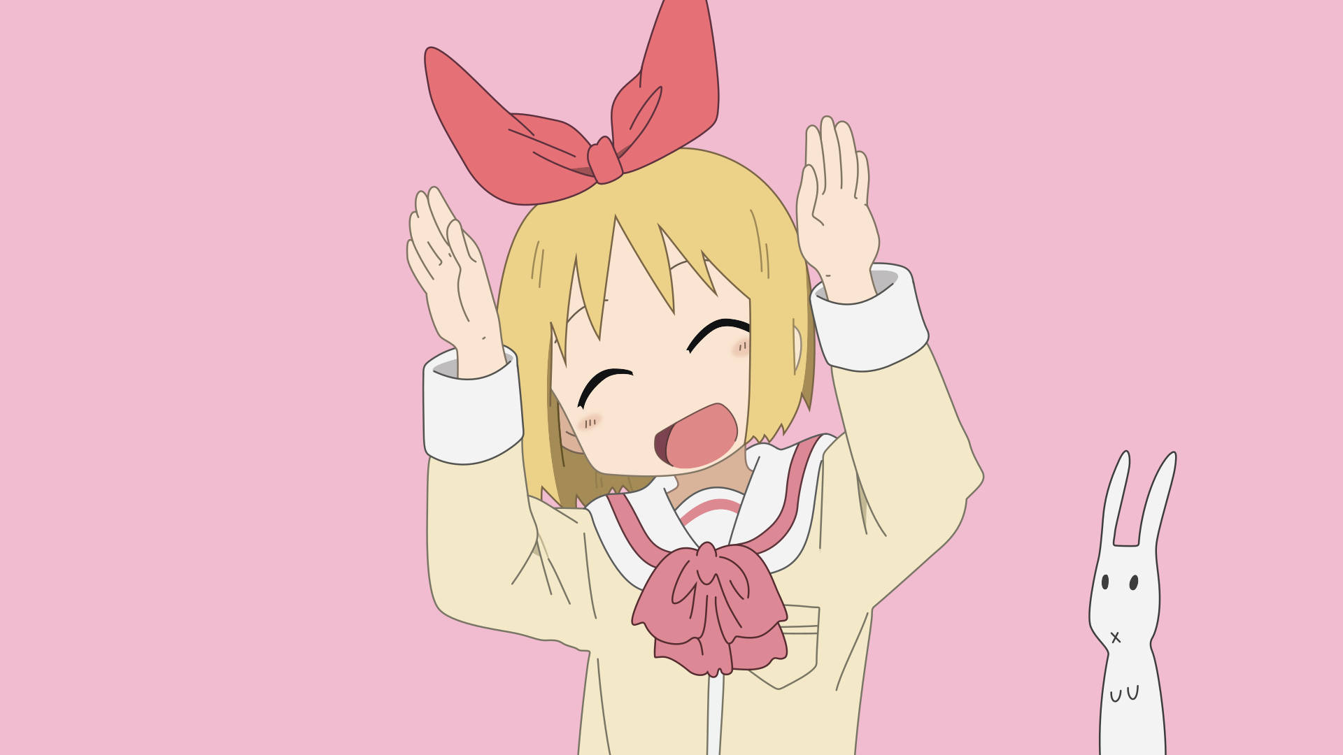 Nichijou हैप्पी हारुना खरगोश के साथ वॉलपेपर