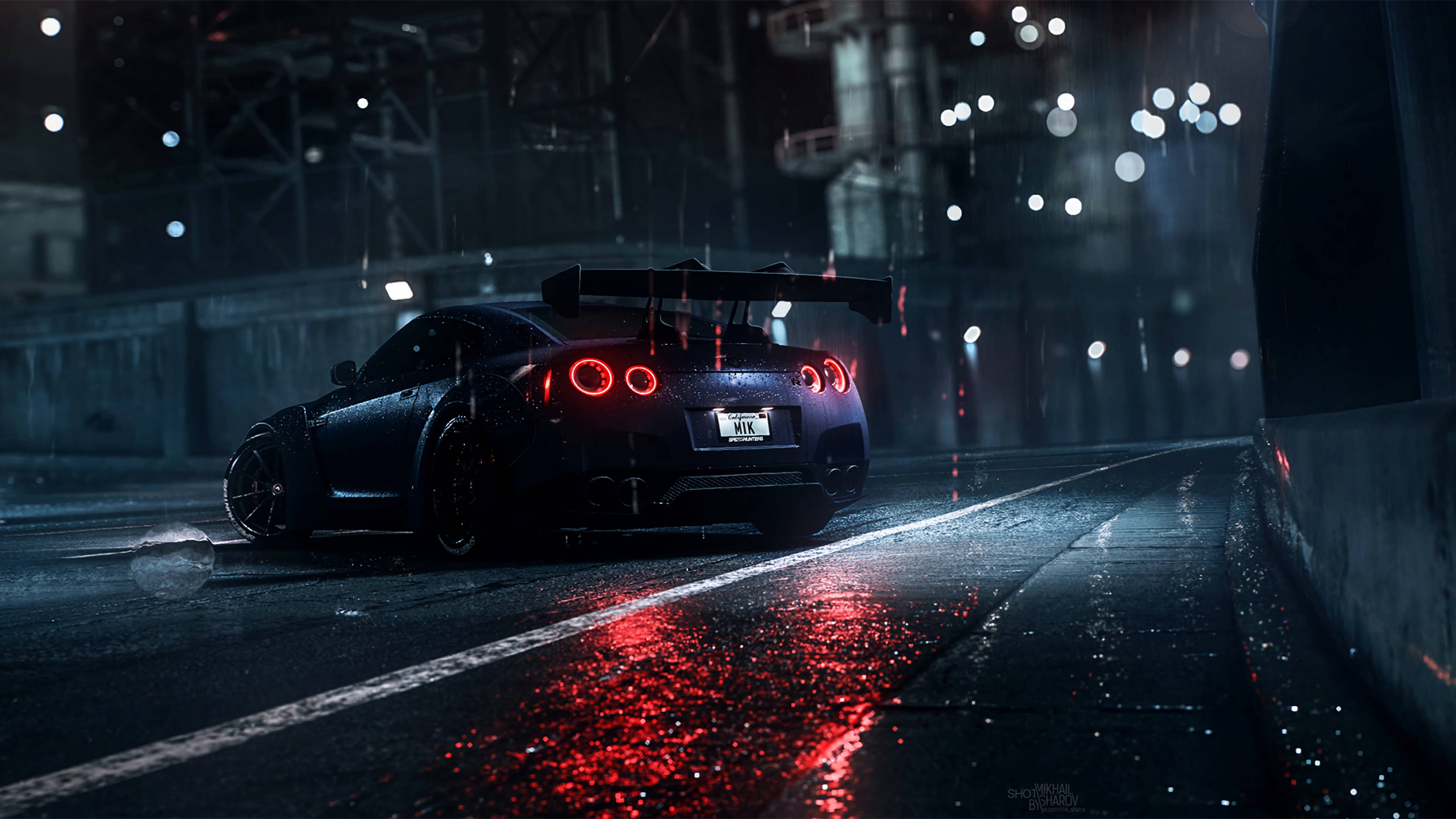 डार्क ब्लू Nissan GT R 4K वॉलपेपर