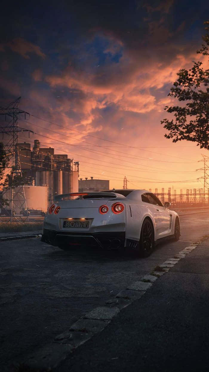 Nissan Skyline iPhone सूर्यास्त दृश्य वॉलपेपर