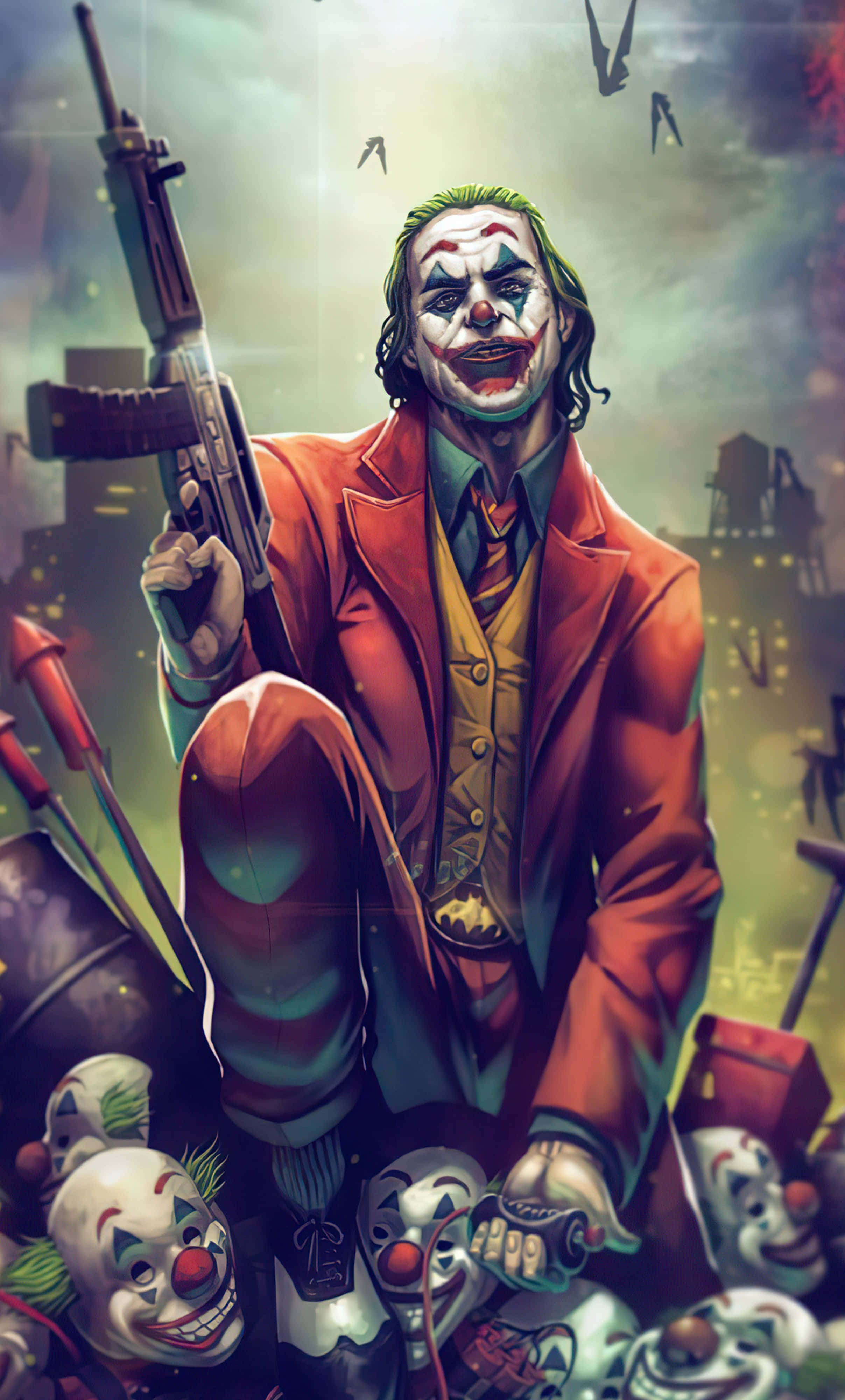 Nolvam Clown Gun Joker 4K फोन वॉलपेपर