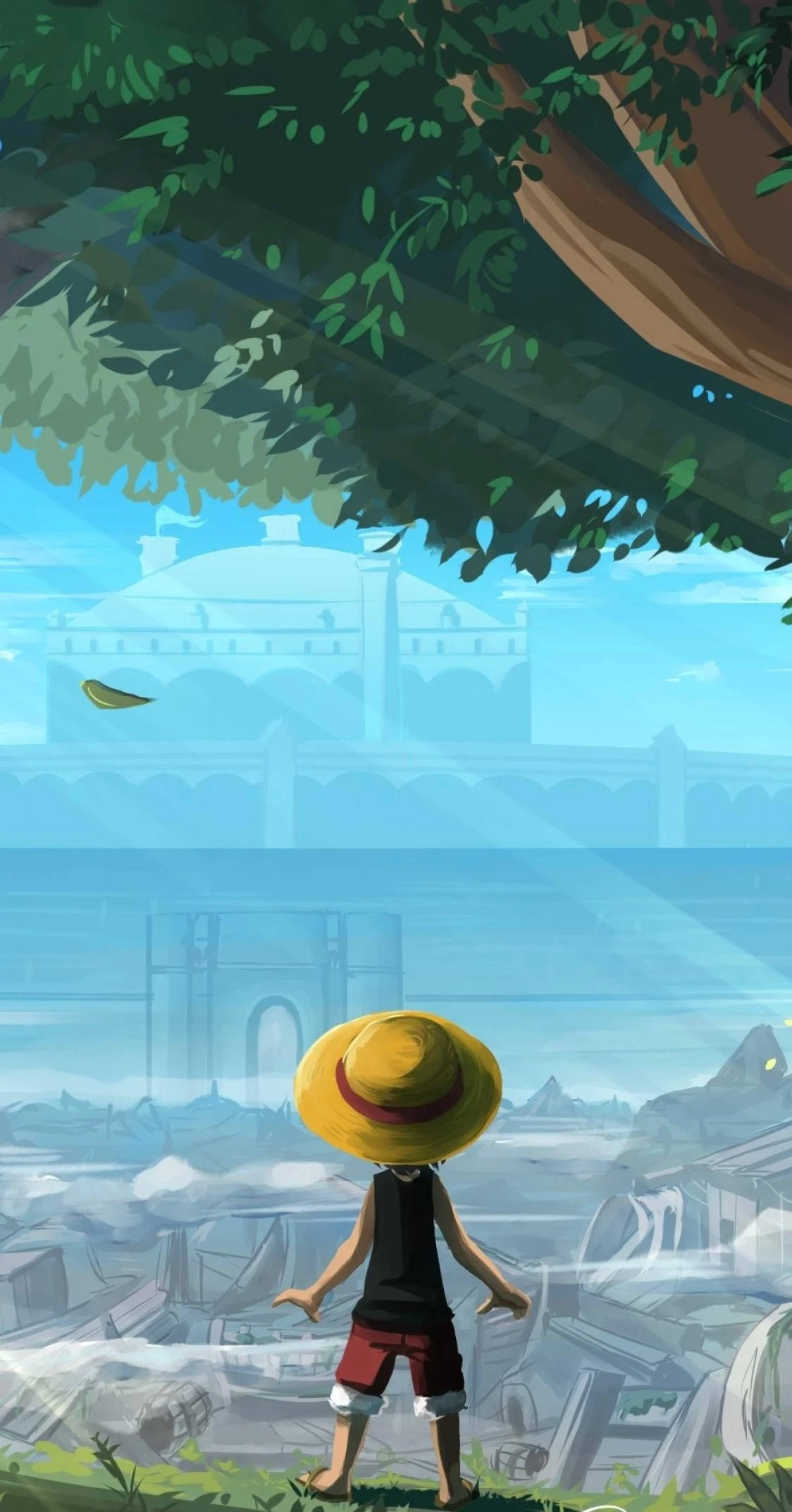 One Piece Luffy डिजिटल पेंटिंग iPhone वॉलपेपर