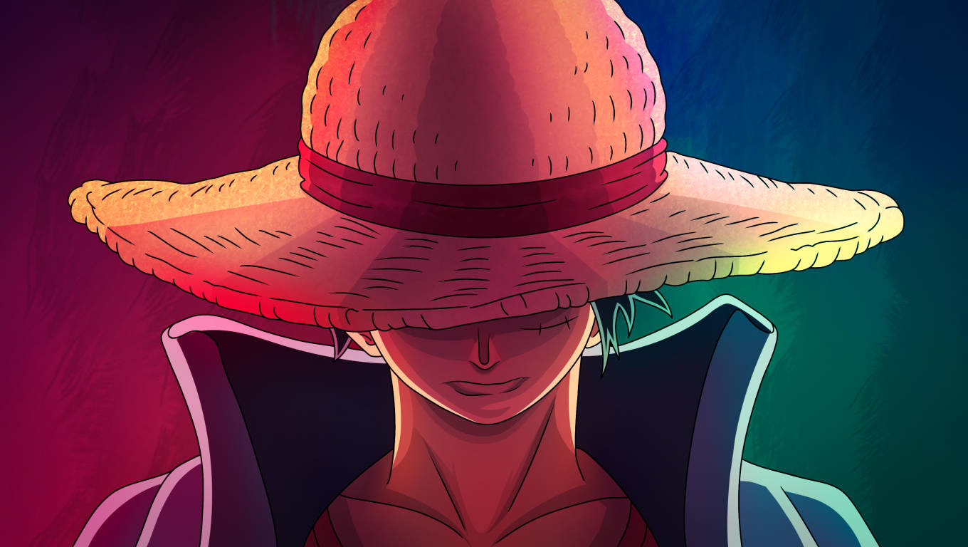 One Piece डेस्कटॉप लाल नीला ग्रेडिएंट वॉलपेपर