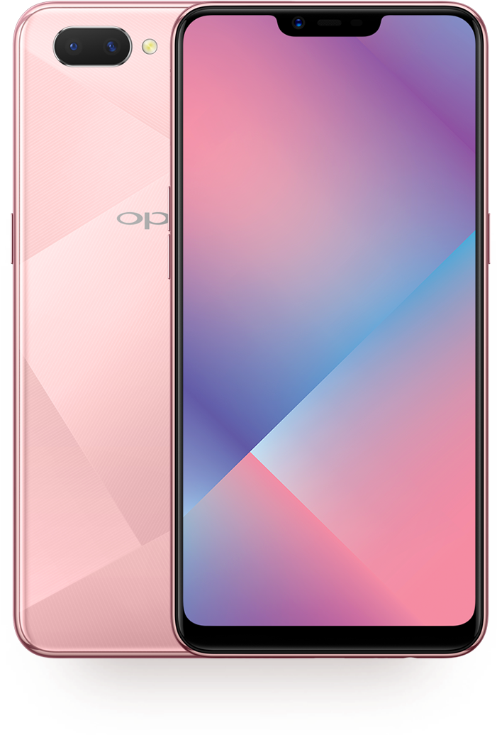 Oppo स्मार्टफोन गुलाबी ग्रेडिएंट डिज़ाइन वॉलपेपर