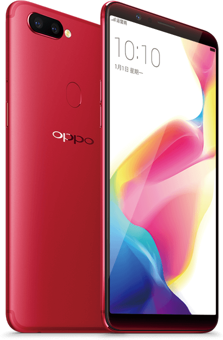 Oppo लाल स्मार्टफोन डिस्प्ले और पिछला भाग वॉलपेपर