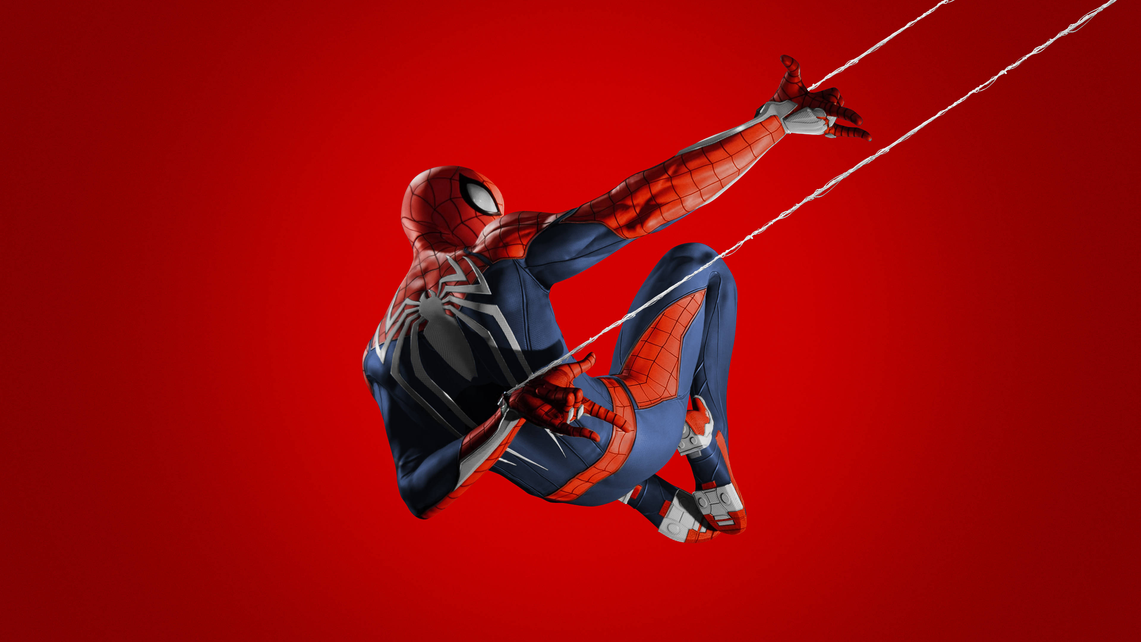 स्पाइडर मैन PS4 जालों पर लटका हुआ वॉलपेपर