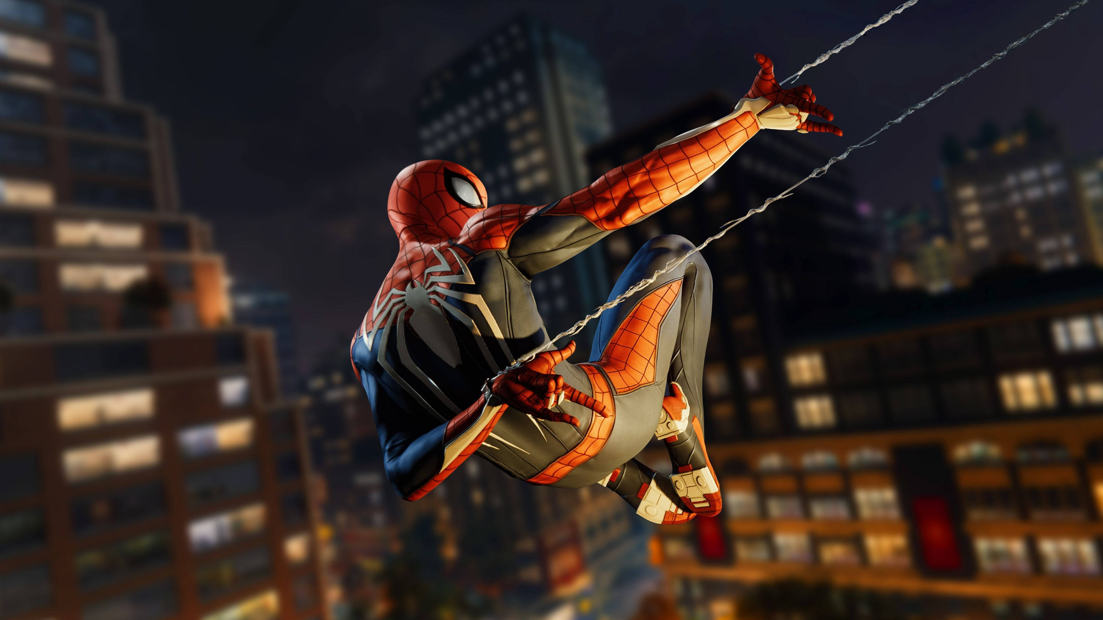 स्पाइडर मैन PS4 रात में गश्त करते हुए वॉलपेपर