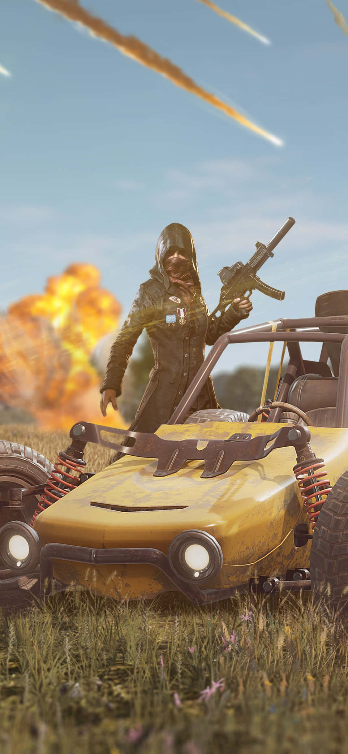पीली रेस कार PUBG आईफोन वॉलपेपर