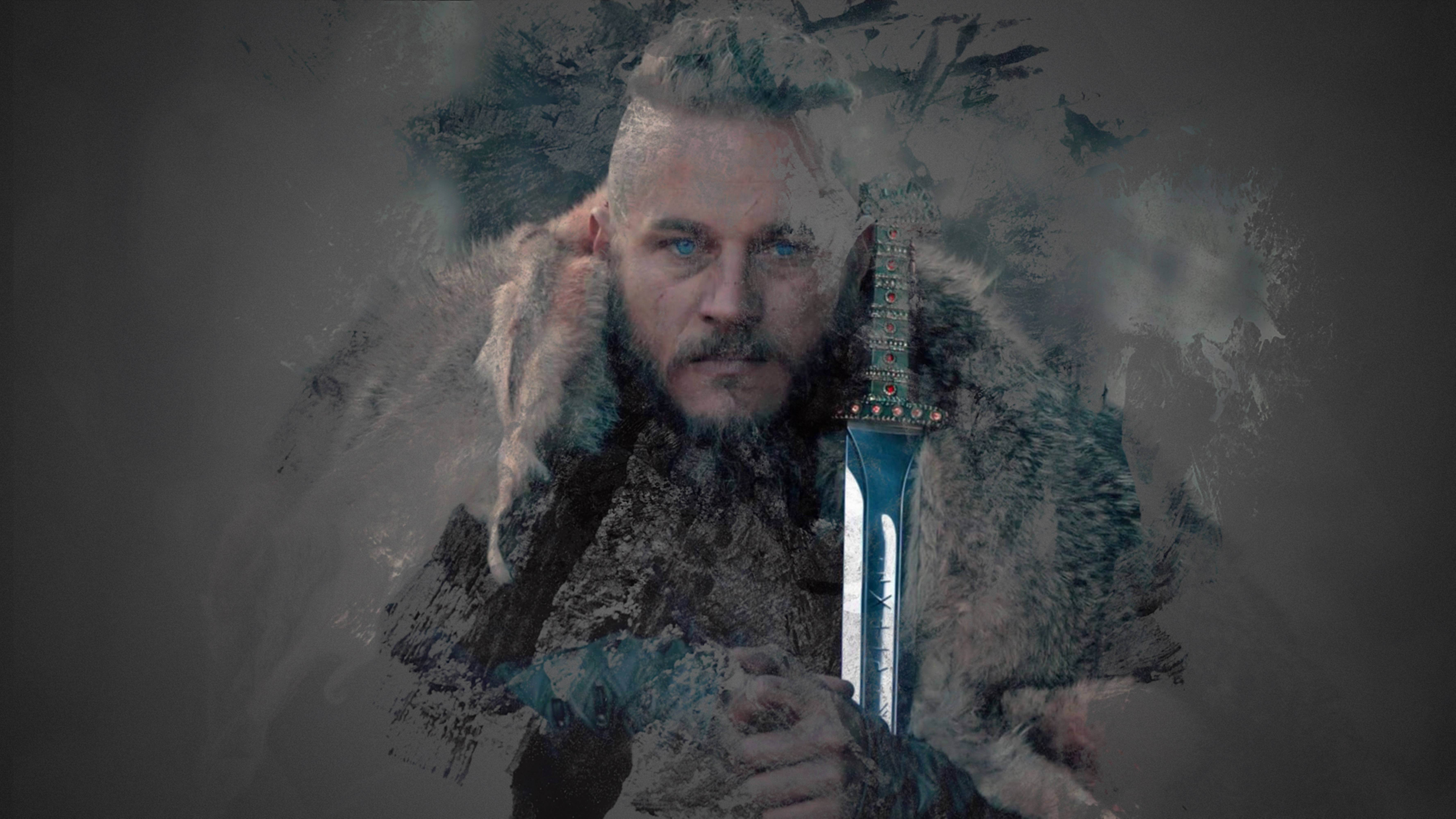 Ragnar Lothbrok 4K वाइकिंग्स ब्राउन एस्थेटिक वॉलपेपर