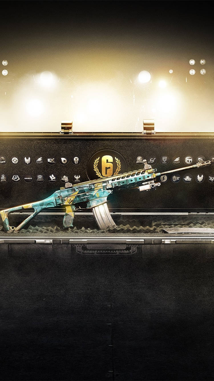 Rainbow Six Siege नीला नेबुला बंदूक iPhone वॉलपेपर