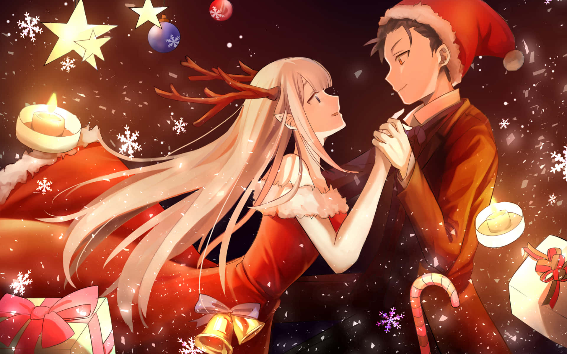 Re: Zero एनीमे क्रिसमस कपल तस्वीर वॉलपेपर