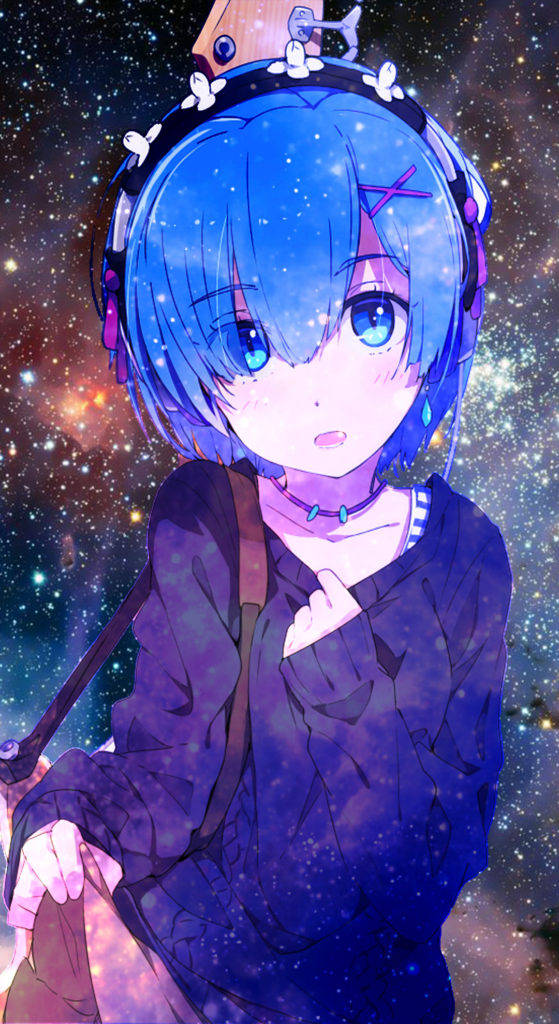 Re:Zero की रेम के साथ गैलेक्सी फोन बैकग्राउंड वॉलपेपर