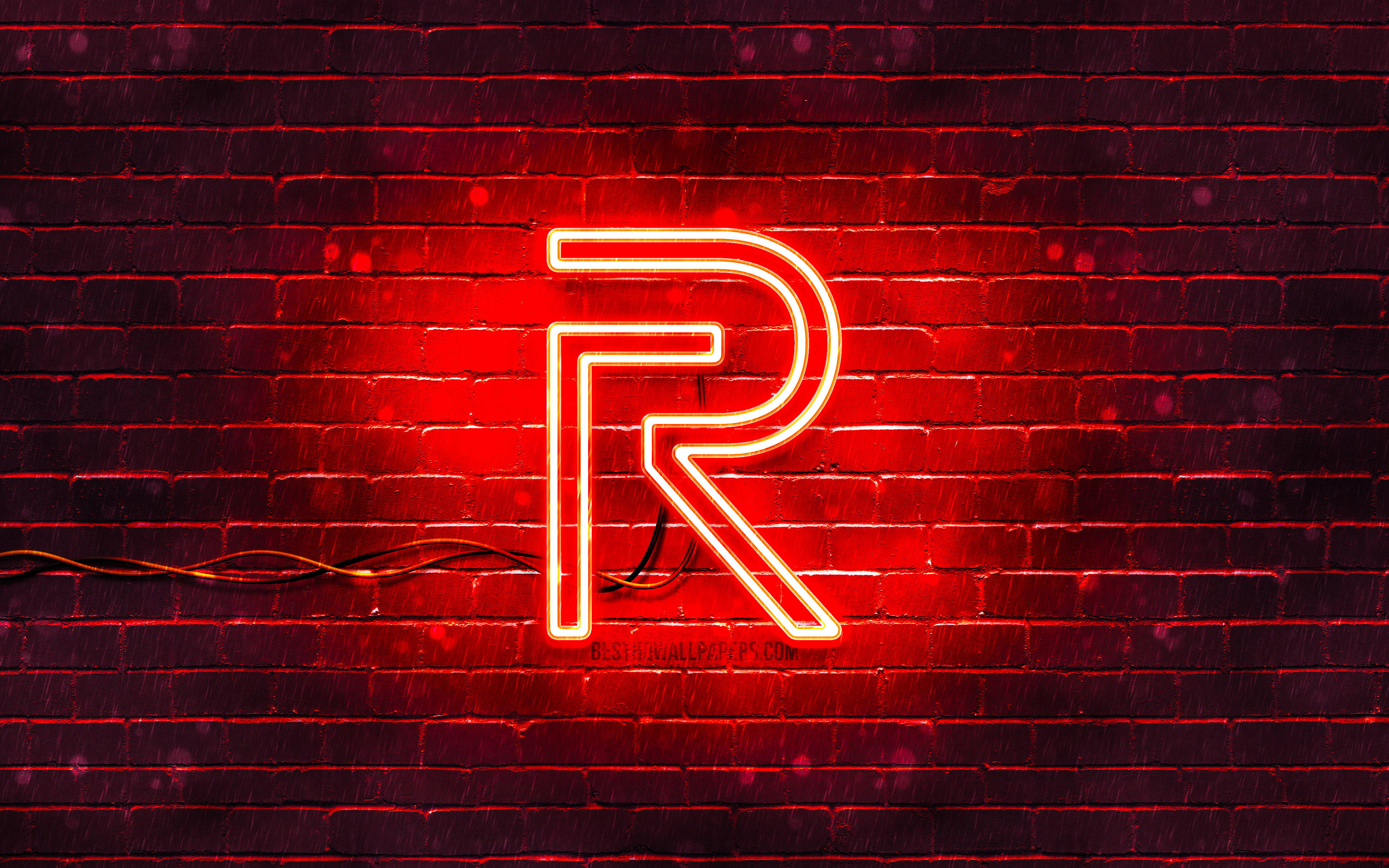 Realme लोगो नियॉन साइन लाल वॉलपेपर