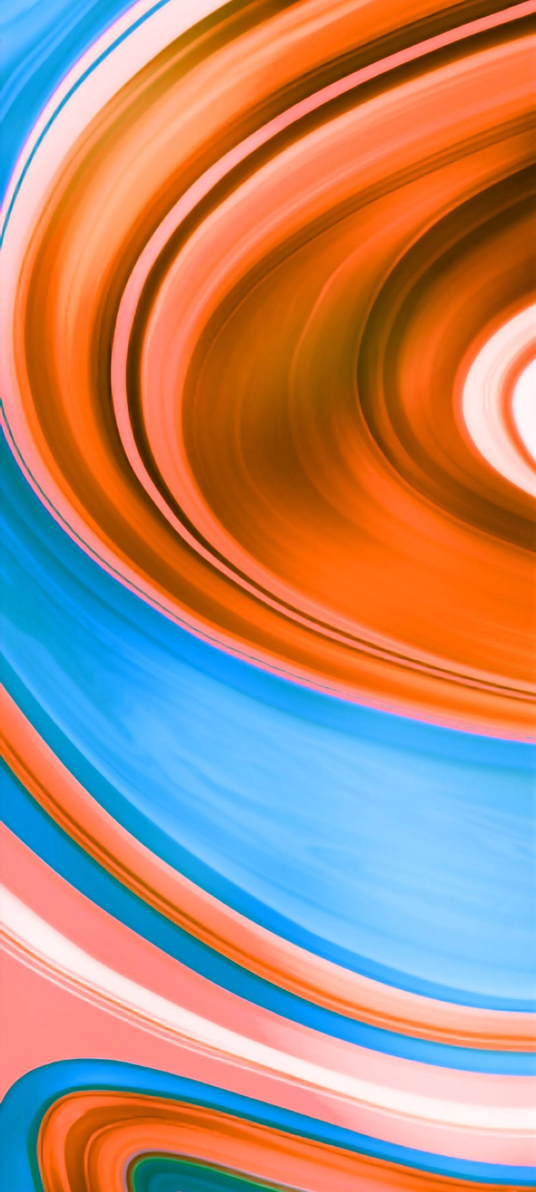 वाइब्रेंट और मॉडर्न Redmi 9 ऑरेंज और ब्लू ग्रेडिएंट में वॉलपेपर